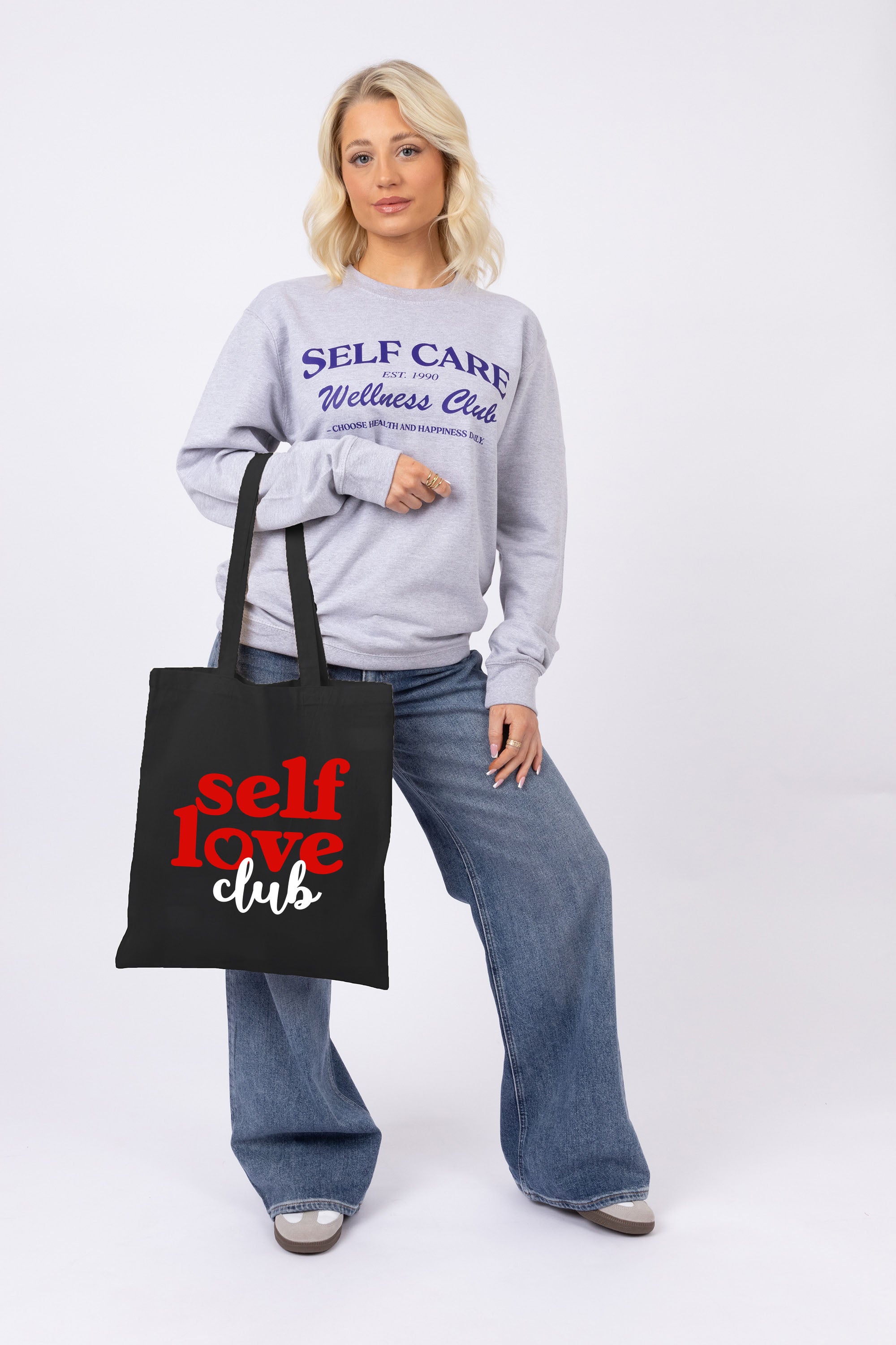 Self Love Club Printed Cotton Long Handle Canvas Bag
