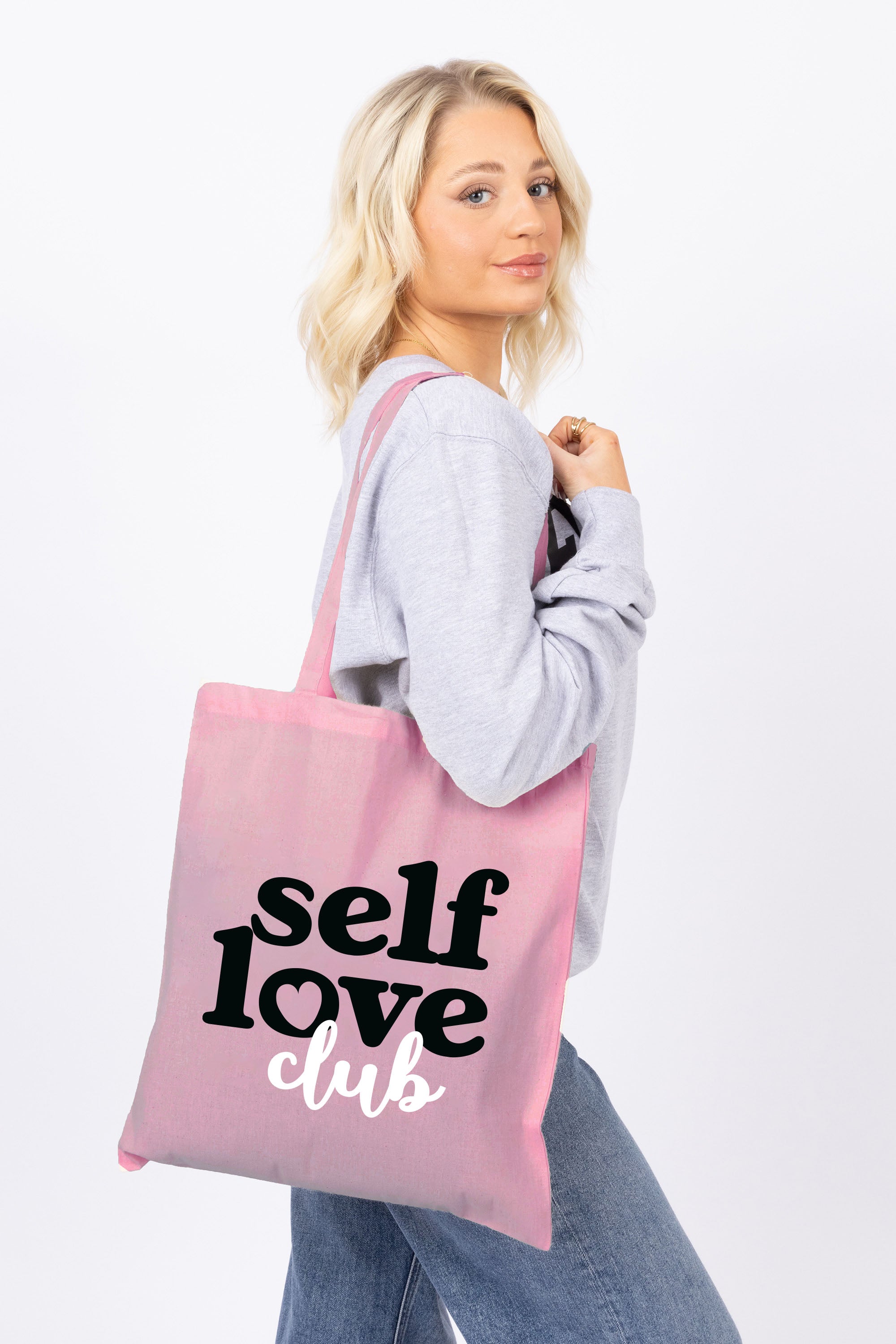 Self Love Club Printed Cotton Long Handle Canvas Bag