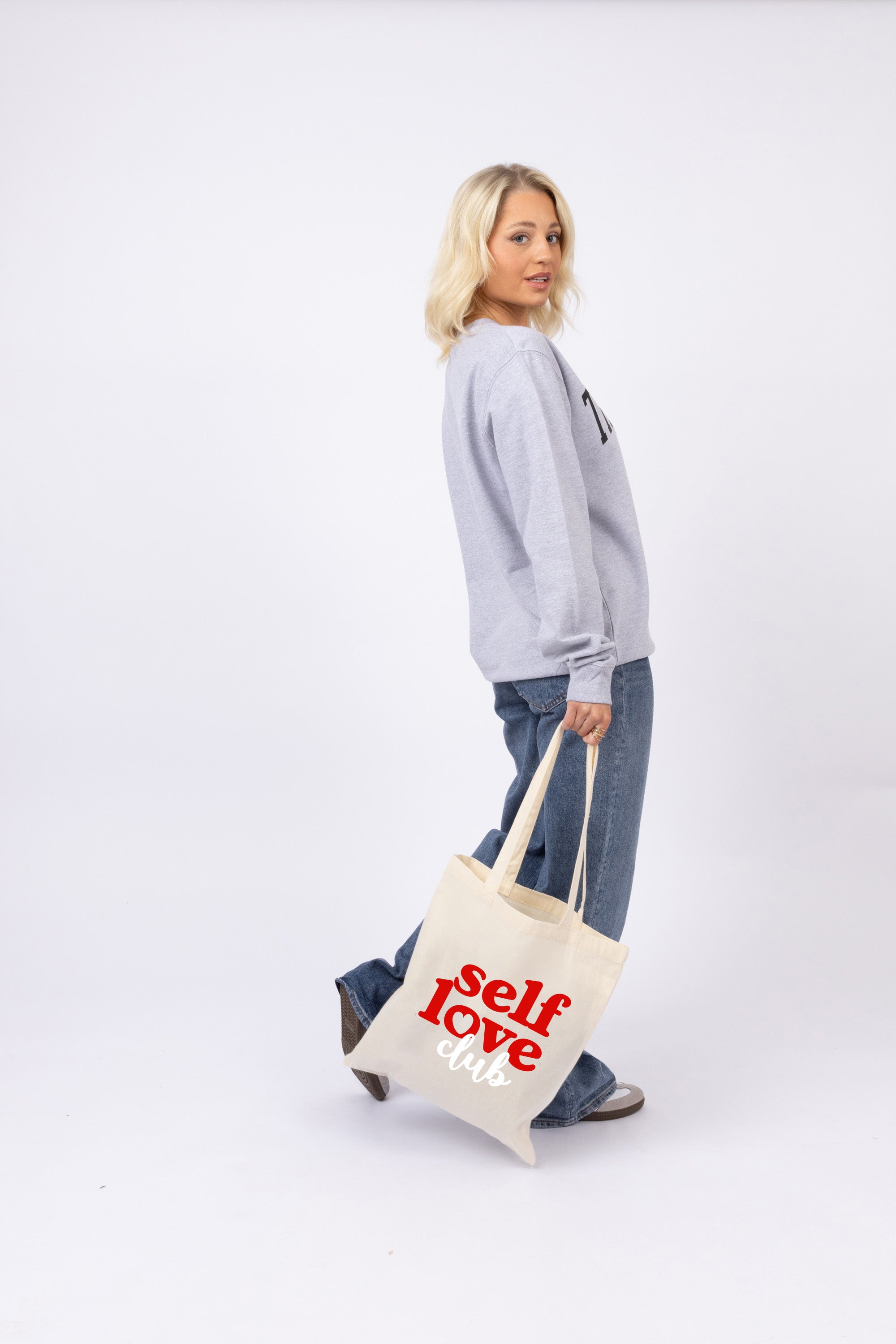 Self Love Club Printed Cotton Long Handle Canvas Bag