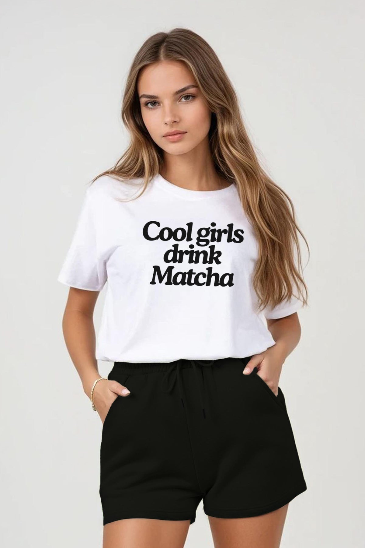 Regular Fit T-shirt LSF Short Sets In Cool Girls Drinks Matcha (Pack of 4 Sets)