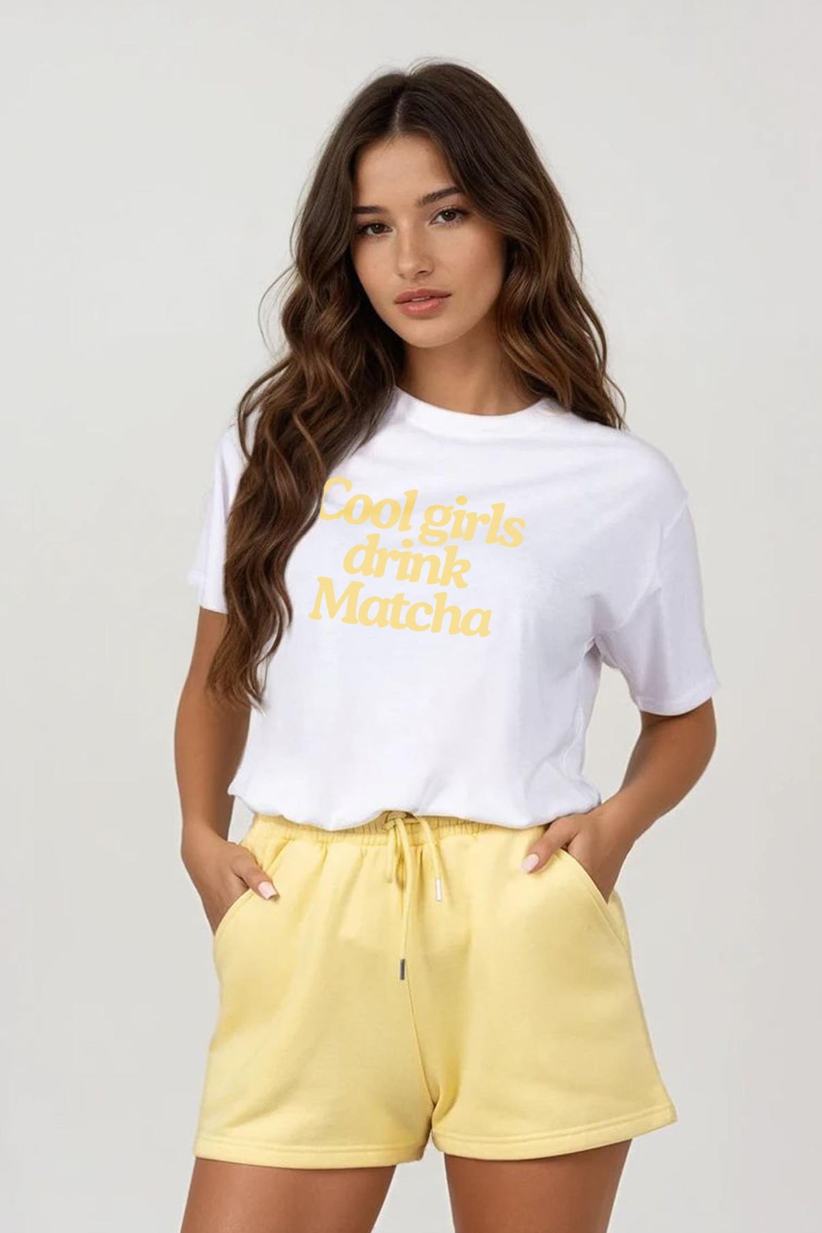 Regular Fit T-shirt LSF Short Sets In Cool Girls Drinks Matcha (Pack of 4 Sets)