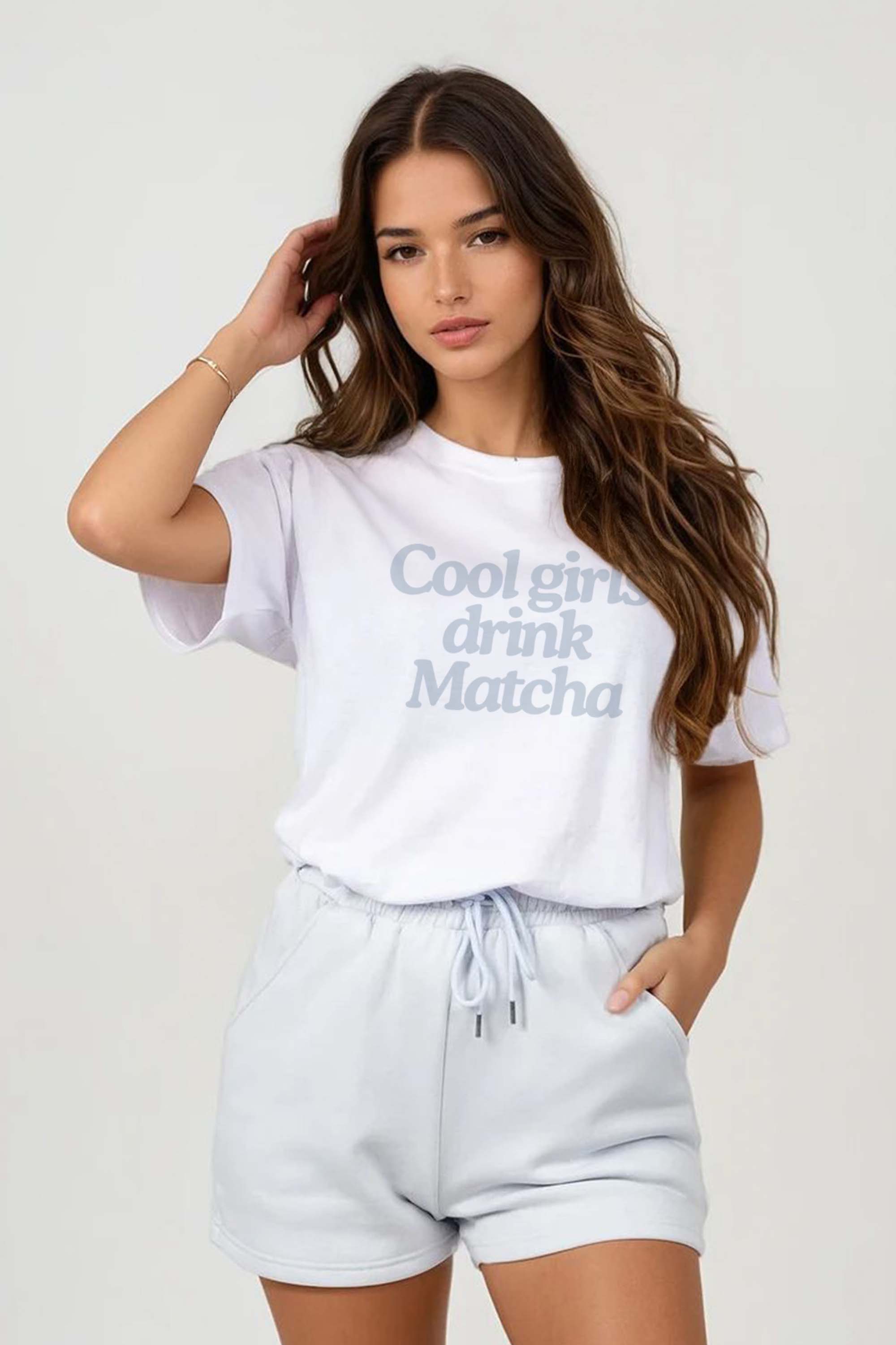 Regular Fit T-shirt LSF Short Sets In Cool Girls Drinks Matcha (Pack of 4 Sets)