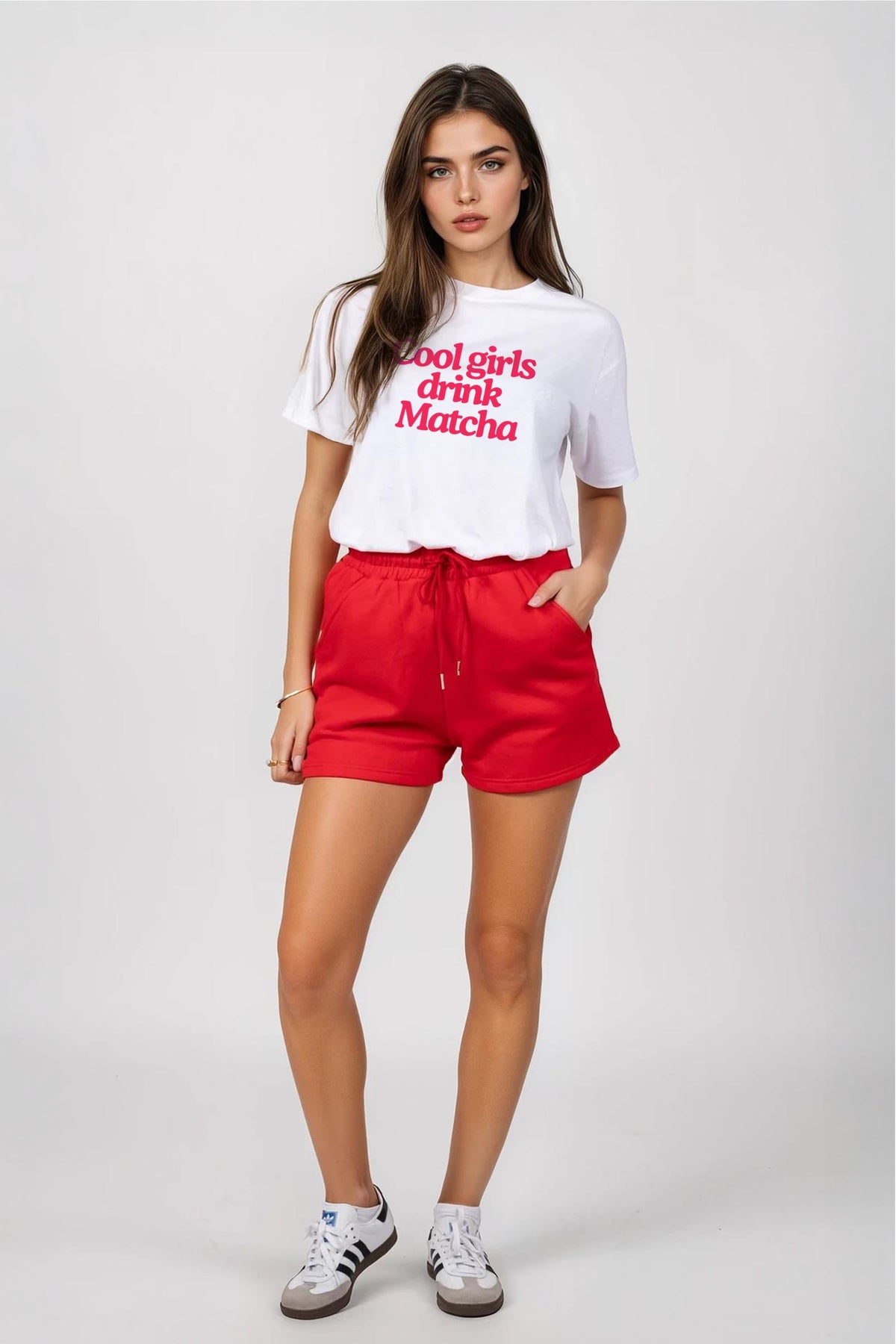 Regular Fit T-shirt LSF Short Sets In Cool Girls Drinks Matcha (Pack of 4 Sets)