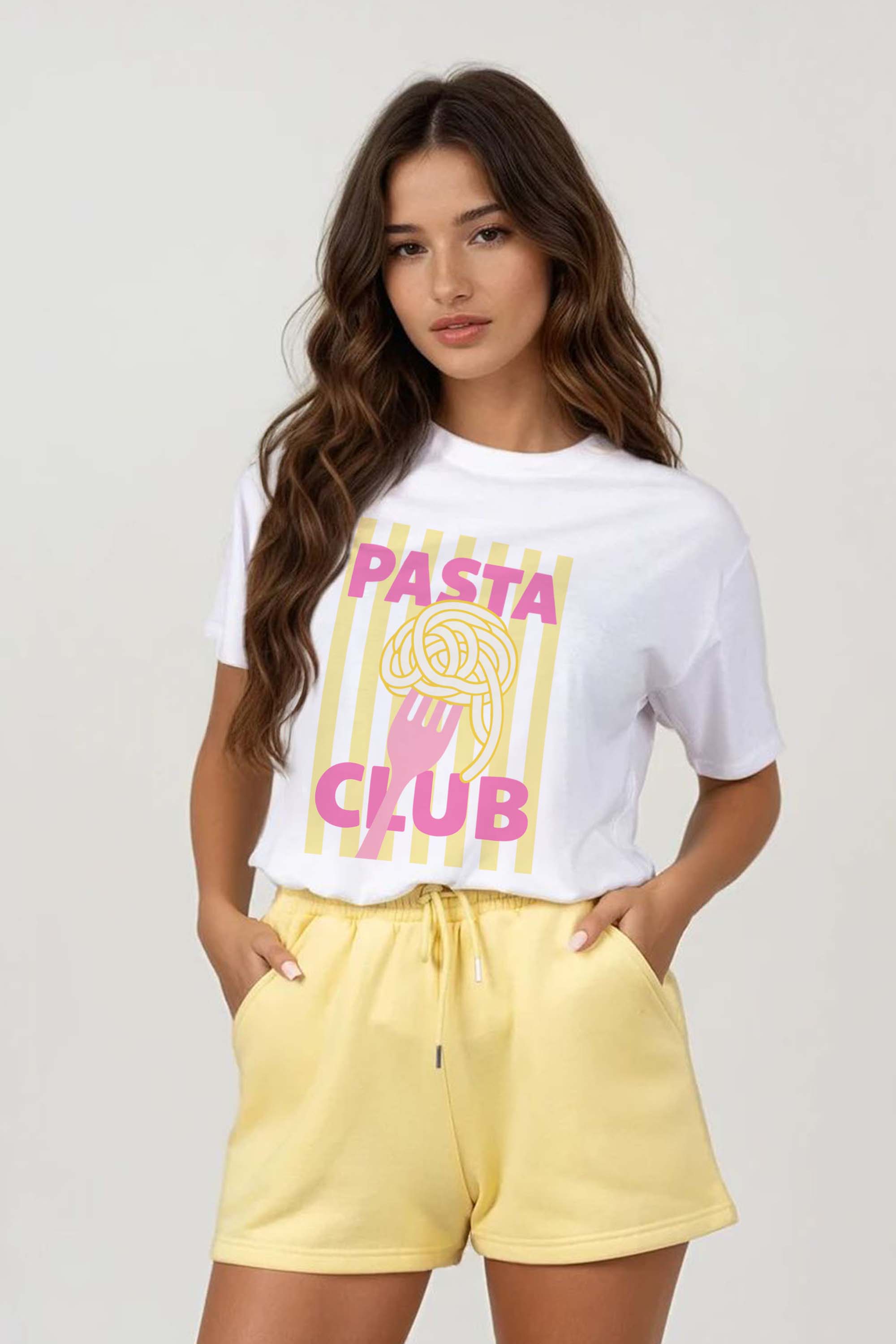 Regular Fit T-shirt LSF Short Sets In Retro Pasta Club Print (Pack of 4 Sets)