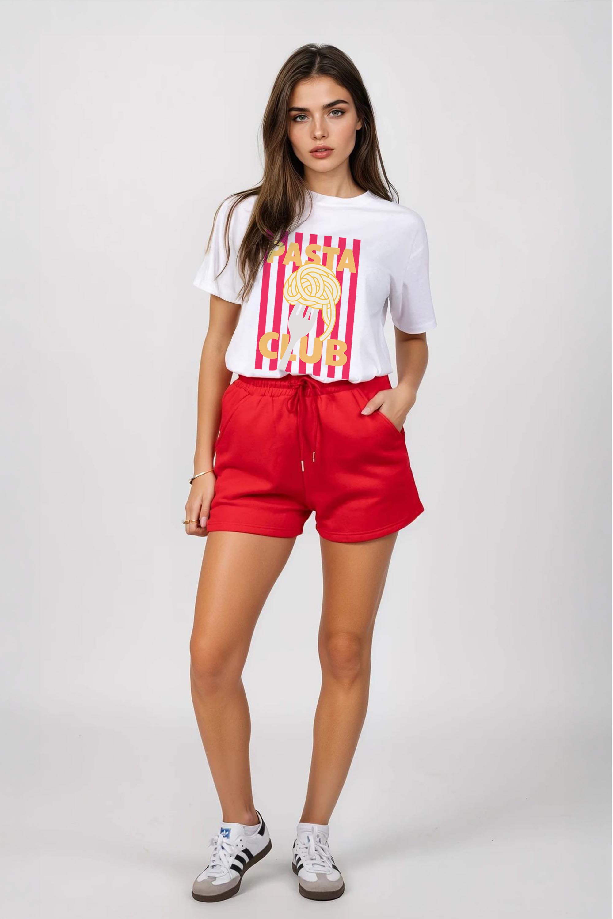Regular Fit T-shirt LSF Short Sets In Retro Pasta Club Print (Pack of 4 Sets)