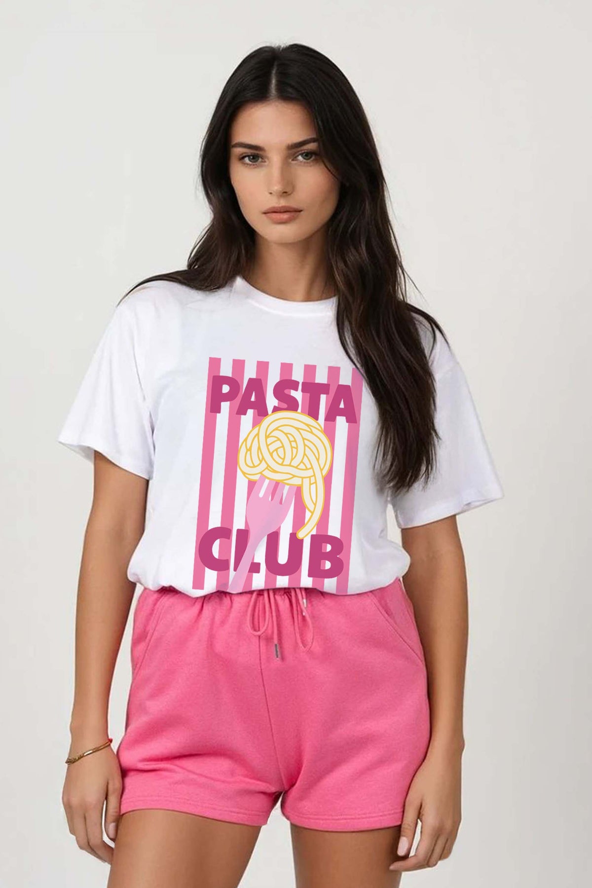 Regular Fit T-shirt LSF Short Sets In Retro Pasta Club Print (Pack of 4 Sets)