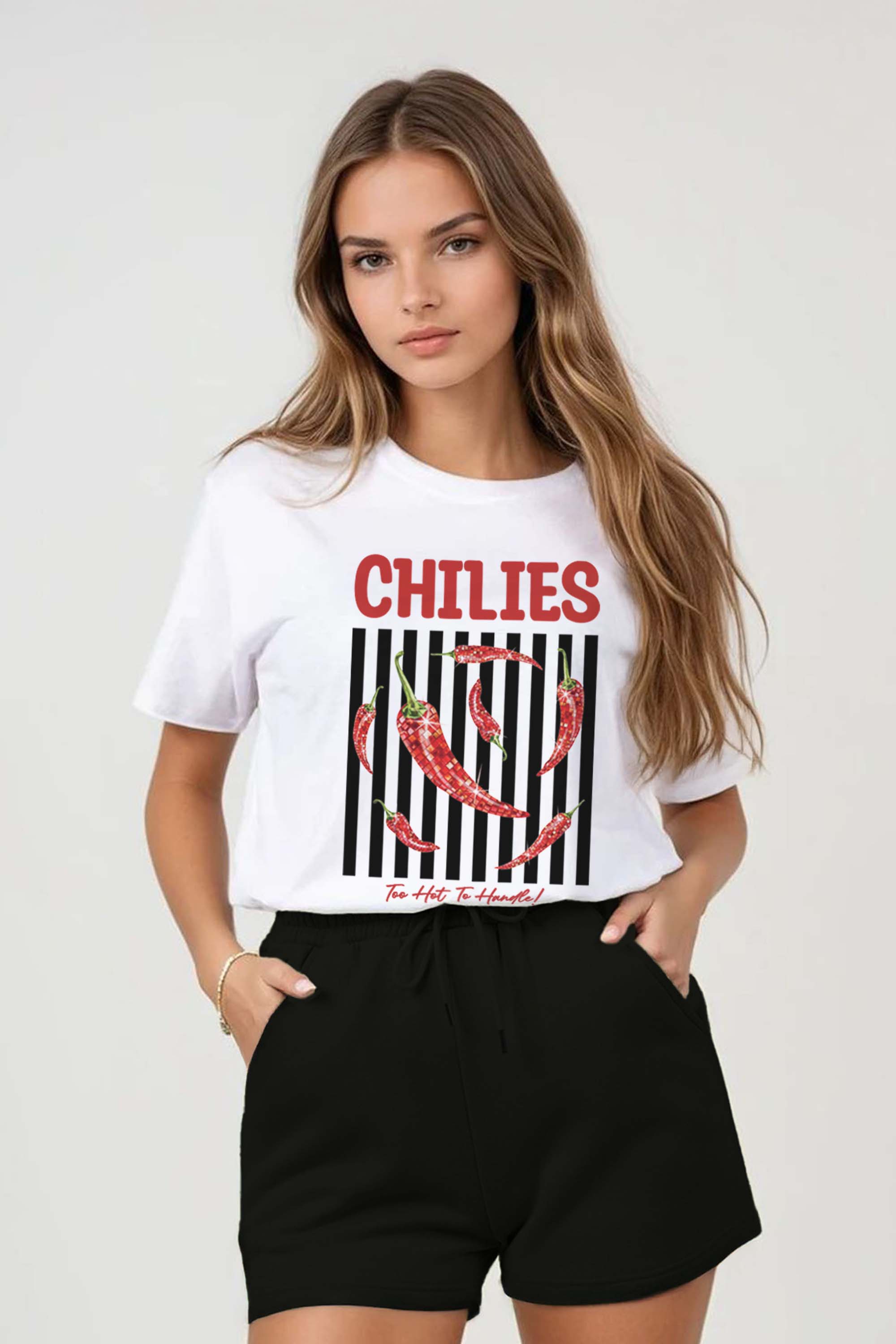 Regular Fit T-shirt LSF Short Sets In Retro Chilies Print (Pack of 4 Sets)