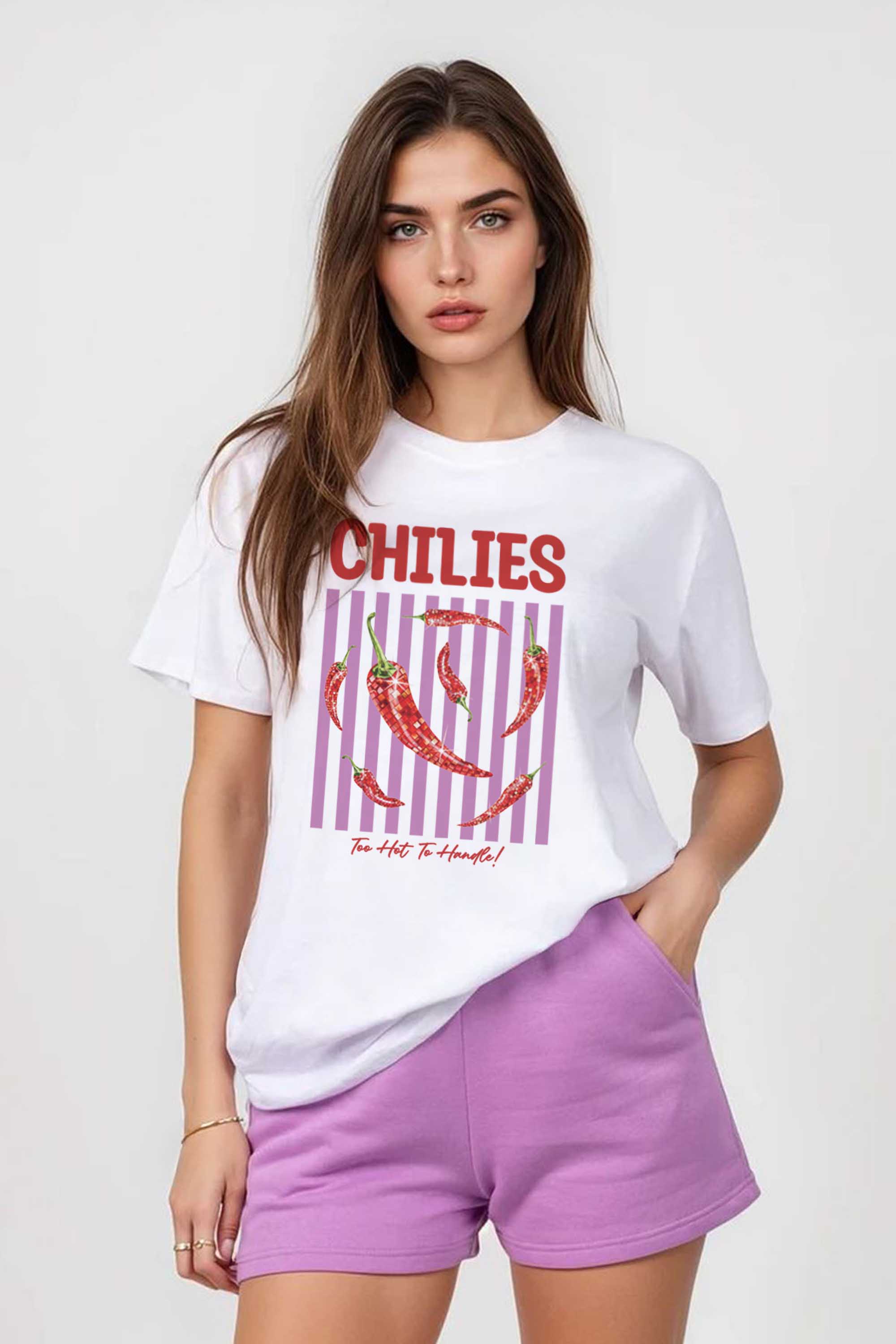 Regular Fit T-shirt LSF Short Sets In Retro Chilies Print (Pack of 4 Sets)