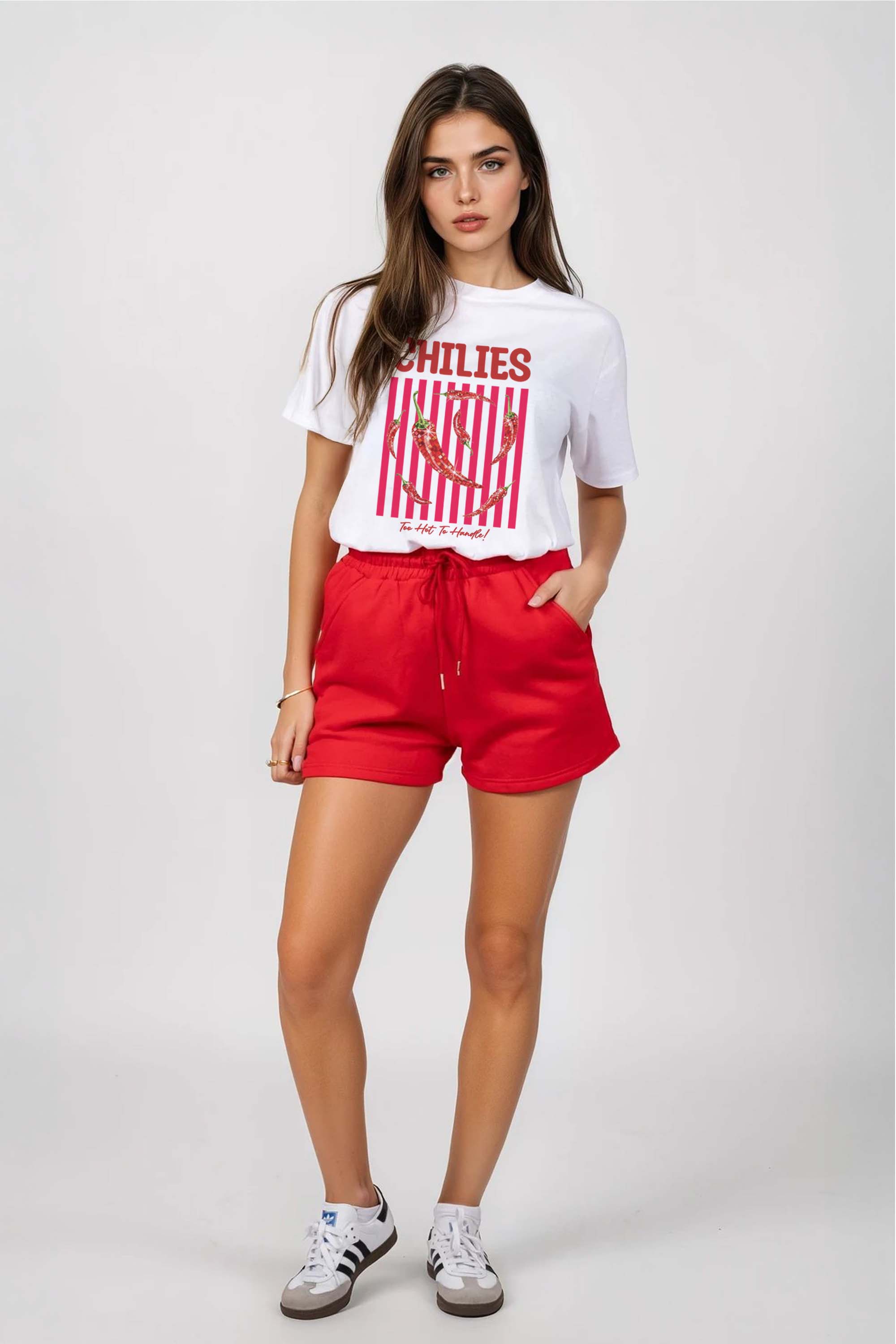 Regular Fit T-shirt LSF Short Sets In Retro Chilies Print (Pack of 4 Sets)