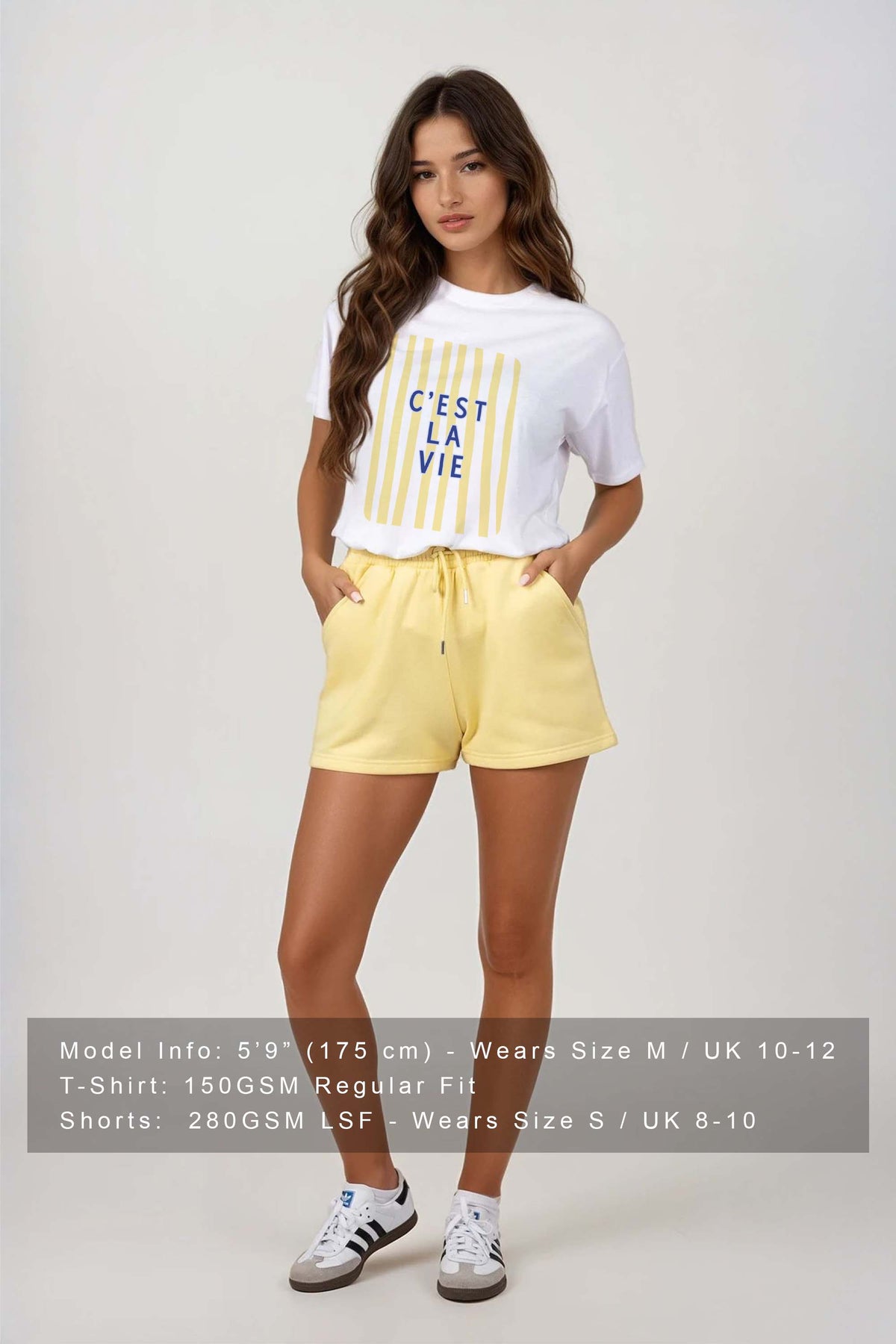 Regular Fit T-shirt LSF Short Sets In Retro C'est La Vie Print (Pack of 4 Sets)