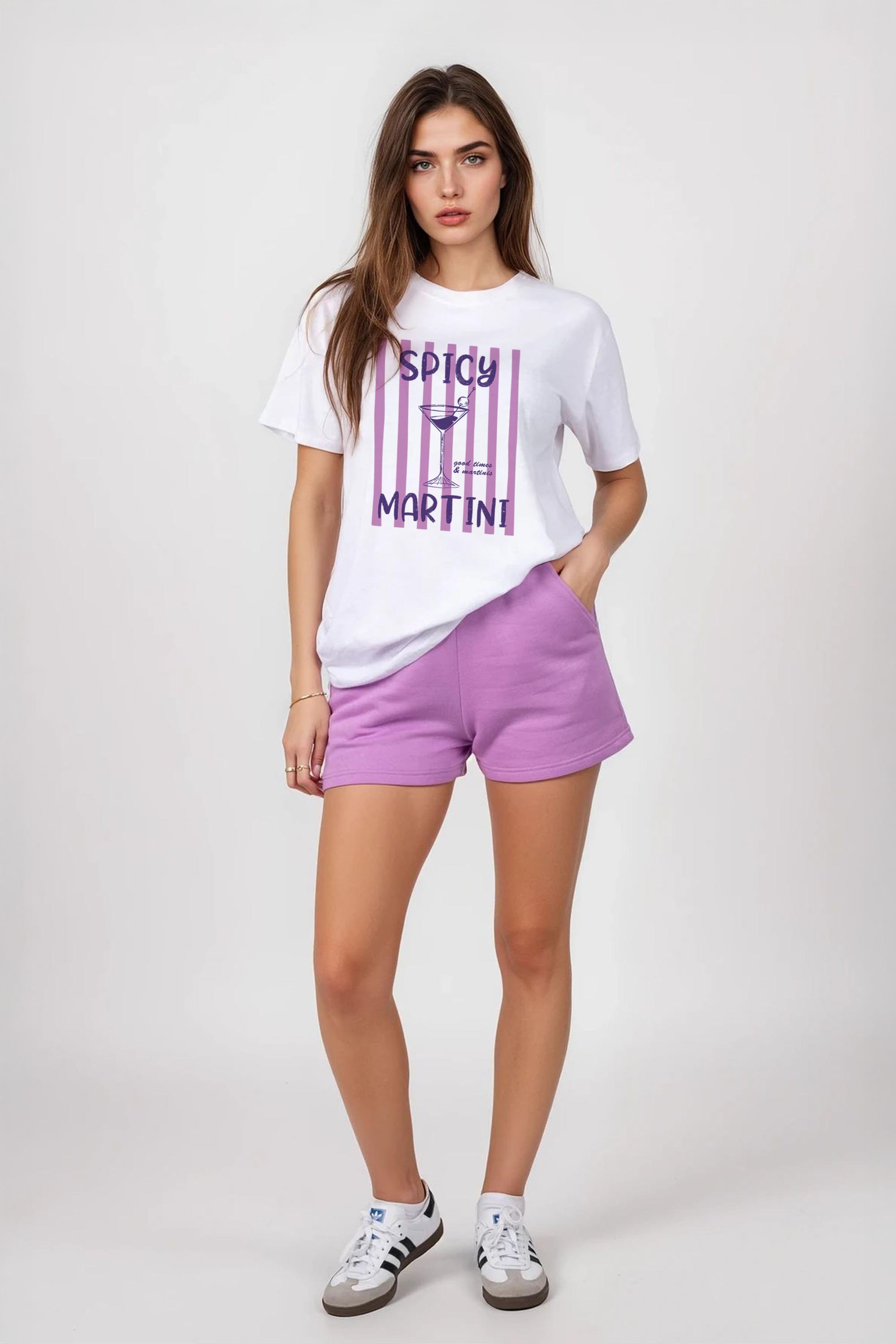 Regular Fit T-shirt LSF Short Sets In Retro Spicy Martini Print (Pack of 4 Sets)