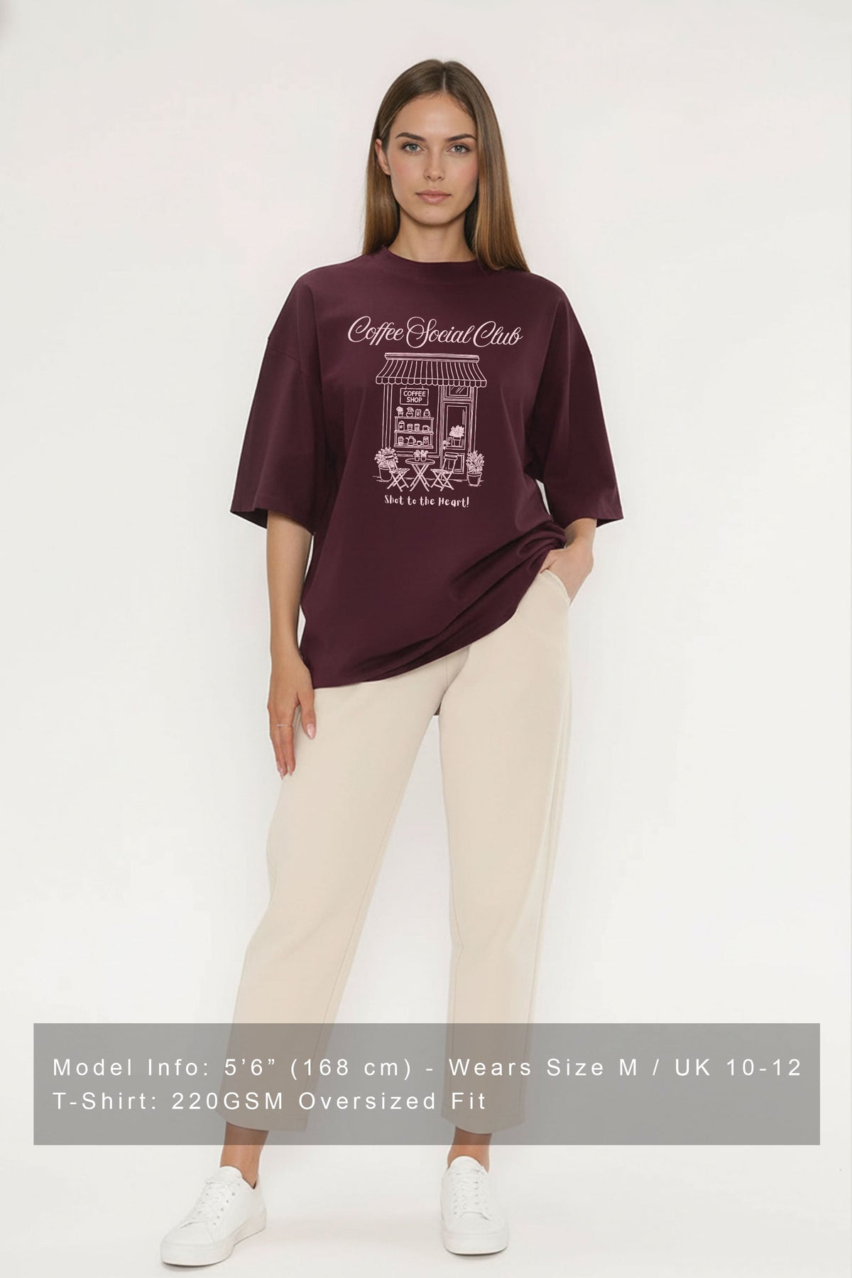 220GSM Oversized T-Shirt in Coffee Social Club Print
