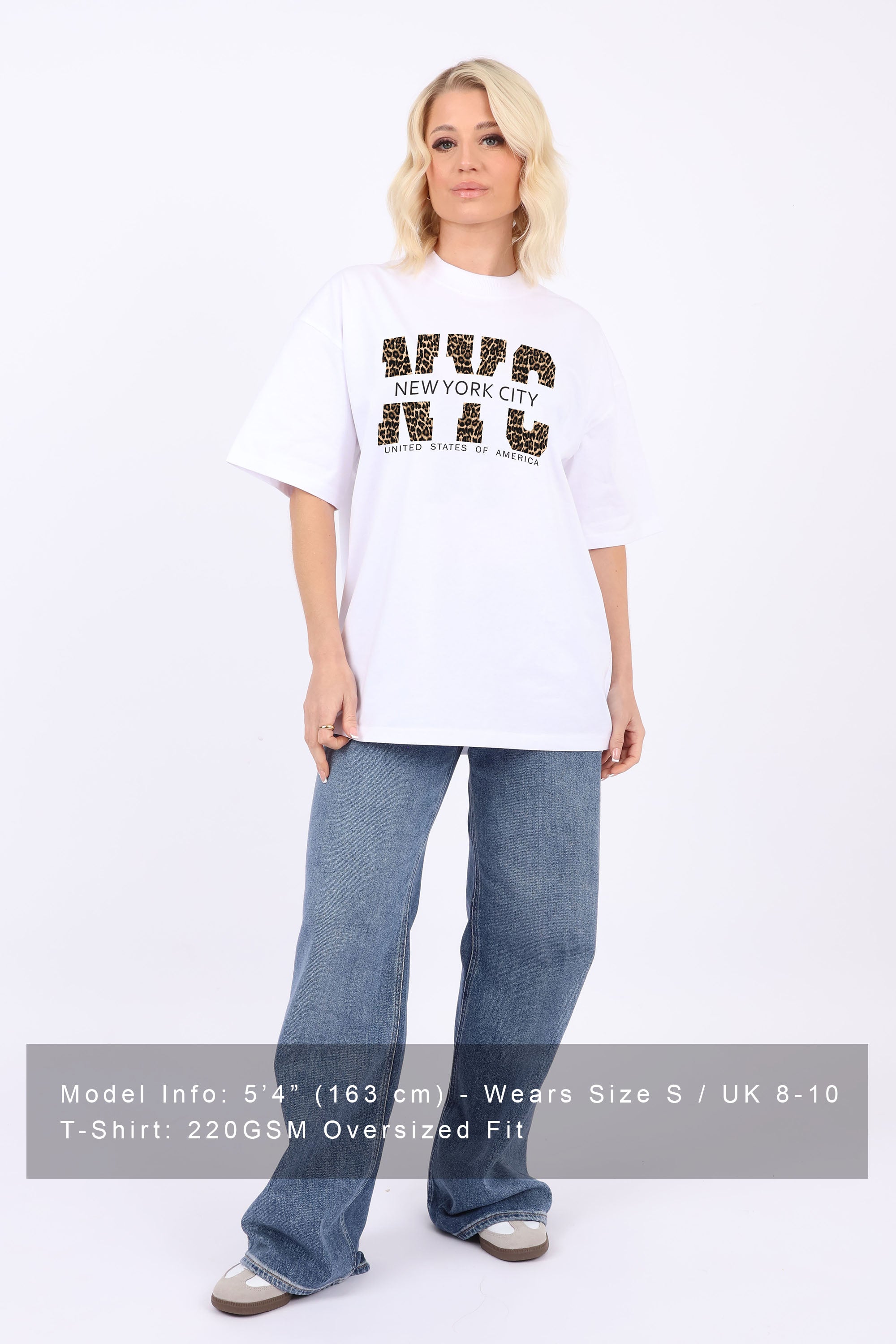220GSM Oversized T-Shirt in Leopard NYC Print