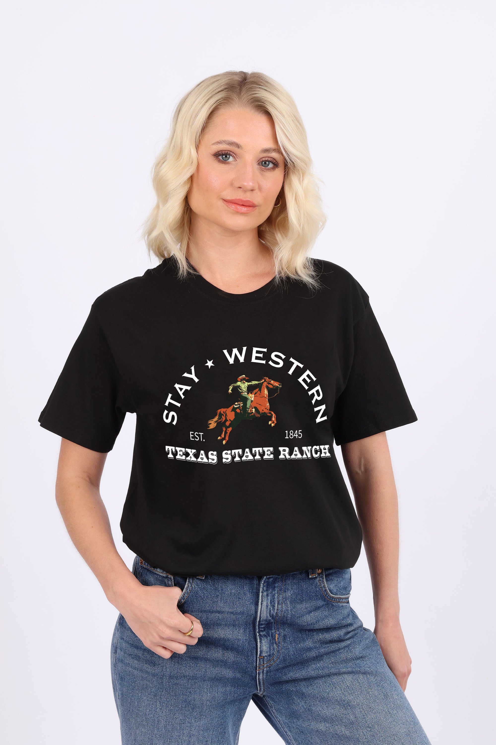 Stay Western Texas State Ranch Printed T-Shirt