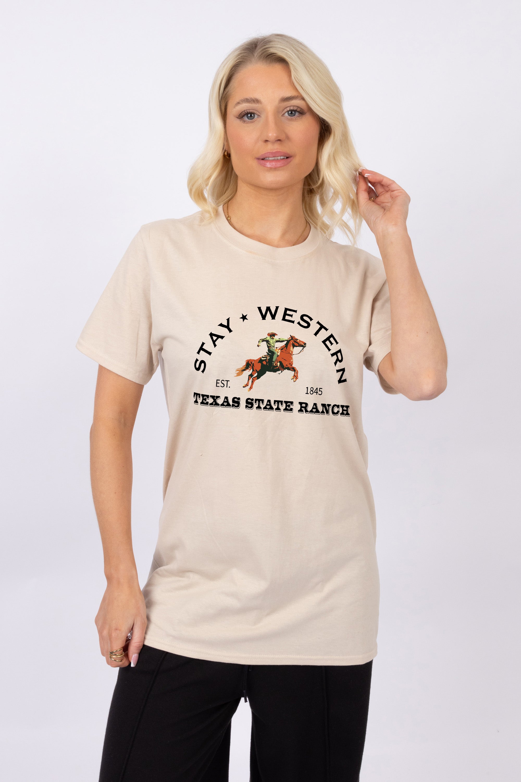 Stay Western Texas State Ranch Printed T-Shirt