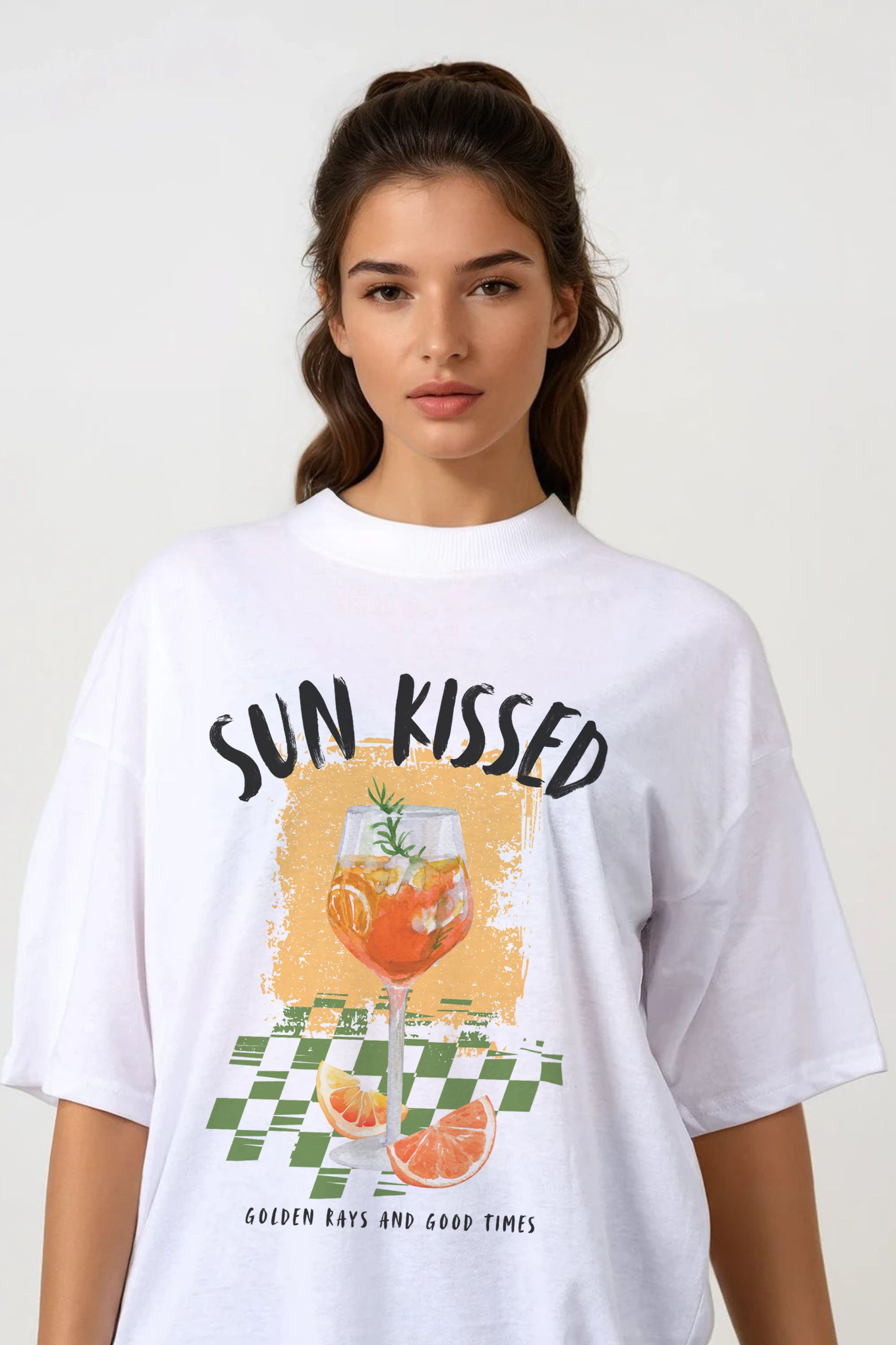 150GSM Oversized T-Shirt in Sun Kissed Oranges Print