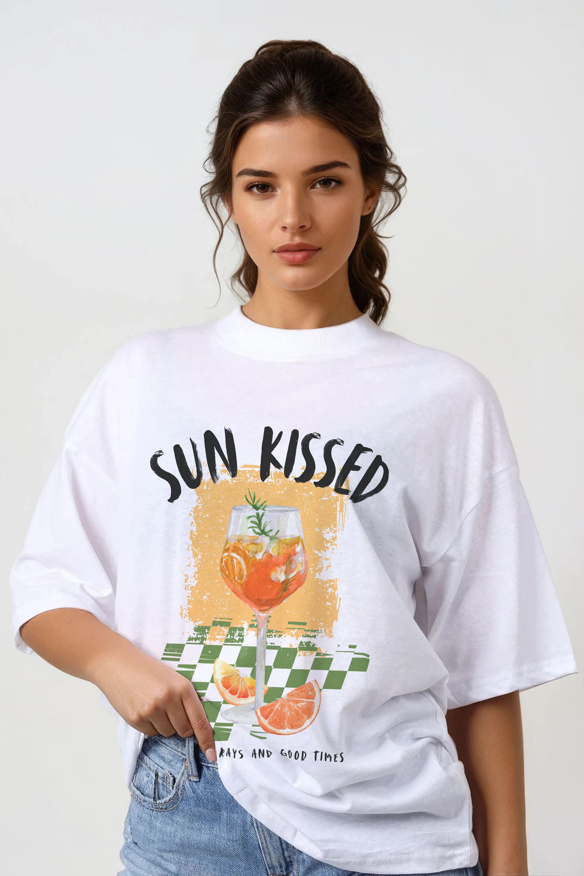 150GSM Oversized T-Shirt in Sun Kissed Oranges Print