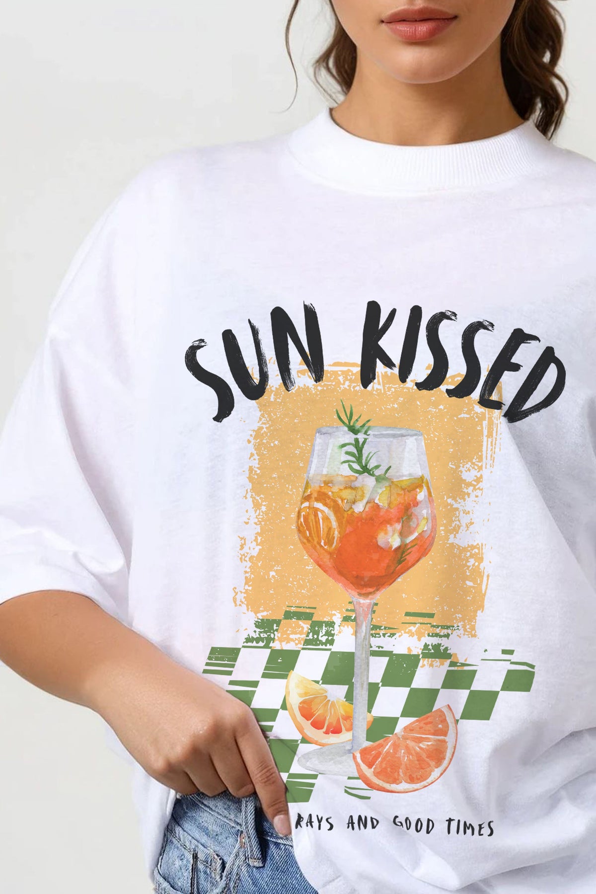 150GSM Oversized T-Shirt in Sun Kissed Oranges Print