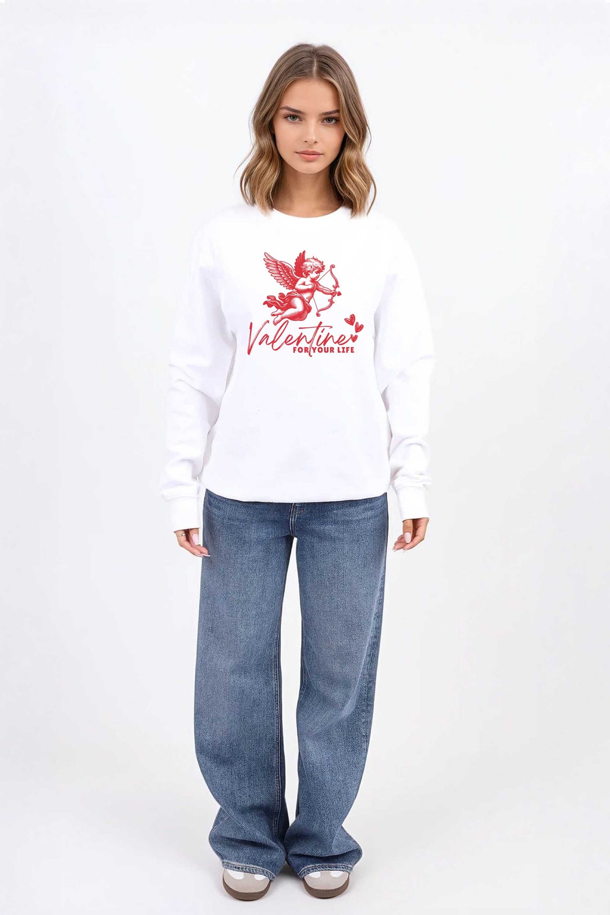 Valentine Cupid Graphic Printed Sweatshirt
