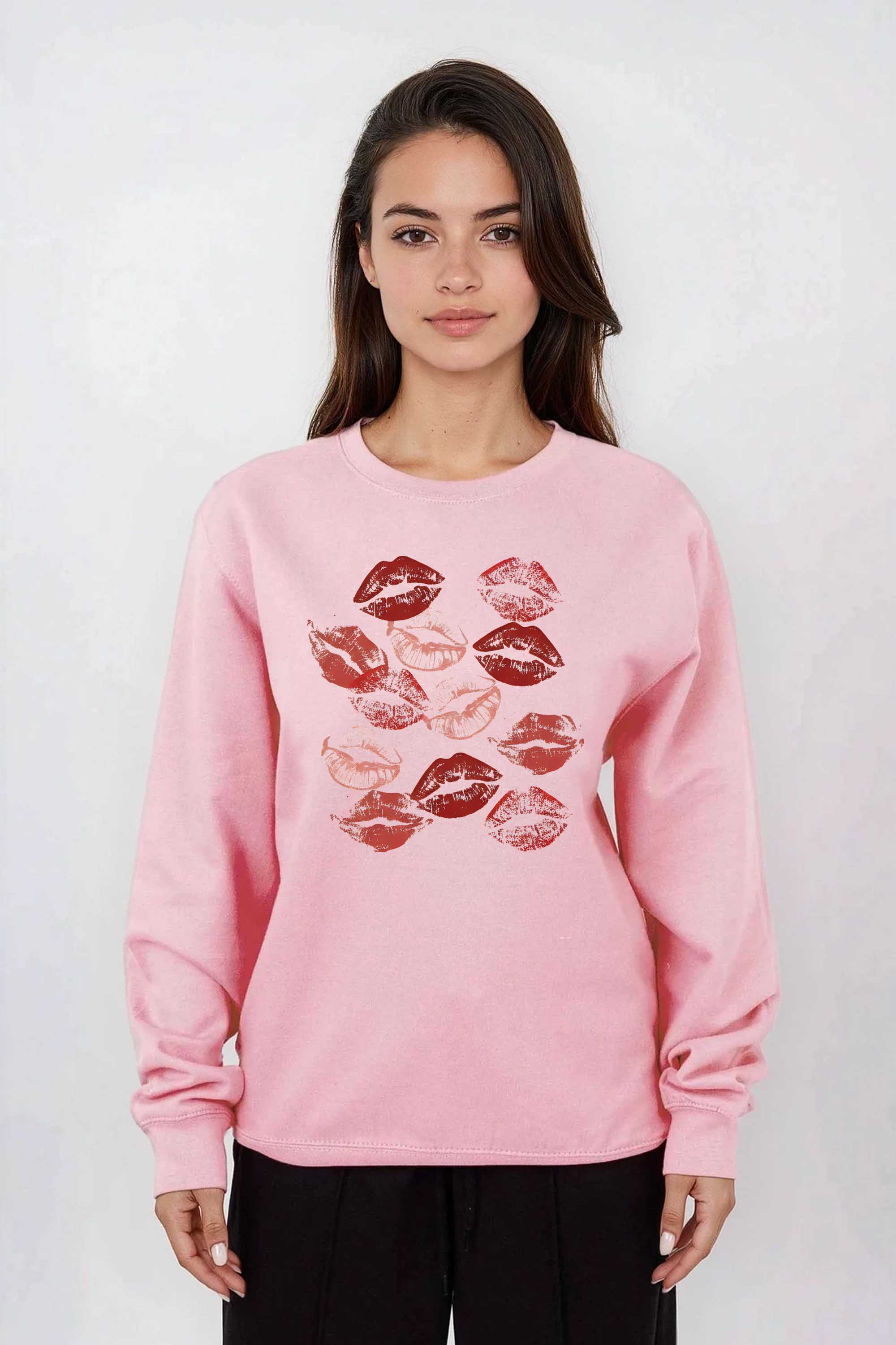 Valentine Trendy Lips Graphic Printed Sweatshirt