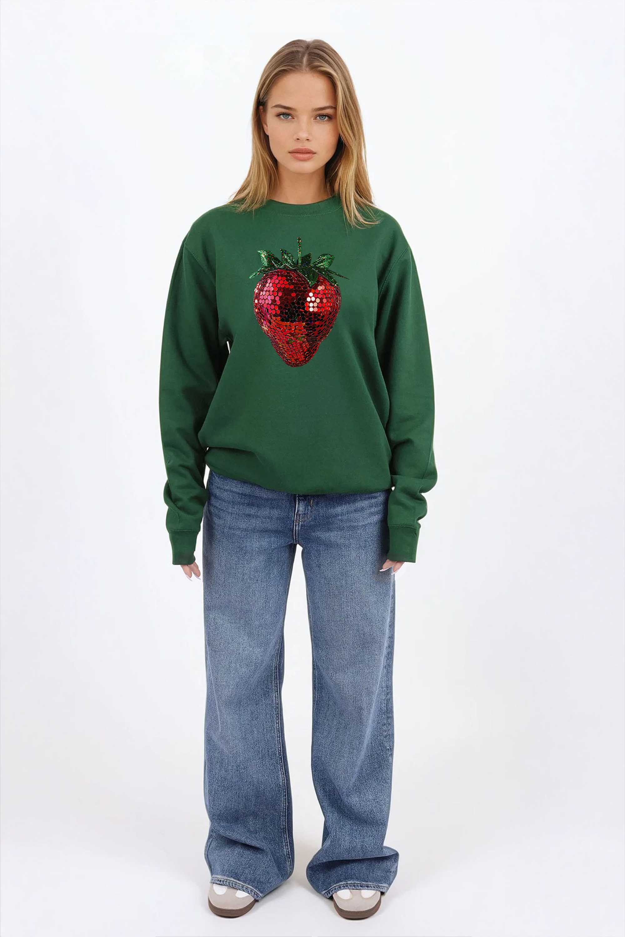 Disco Strawberry Printed Sweatshirt