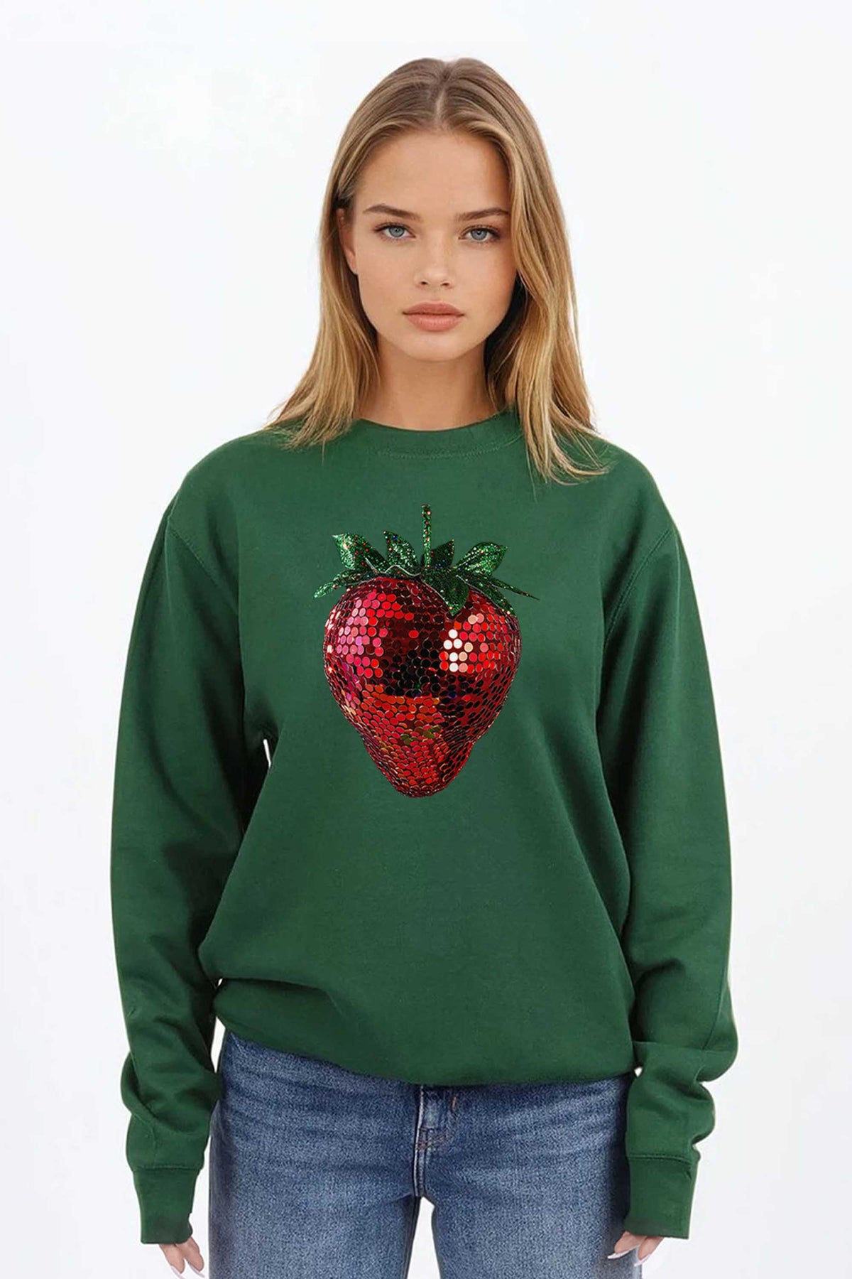 Disco Strawberry Printed Sweatshirt