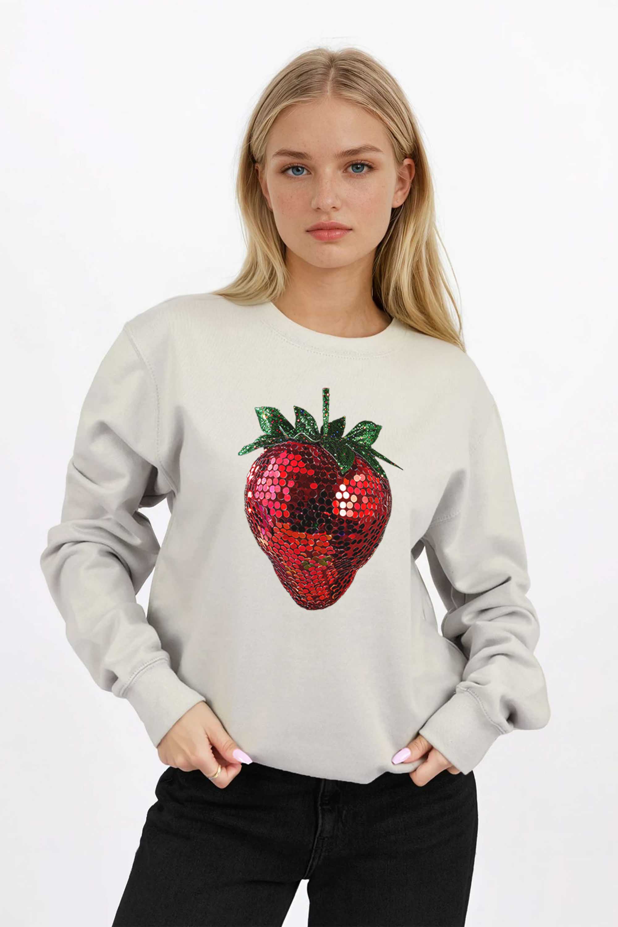 Disco Strawberry Printed Sweatshirt