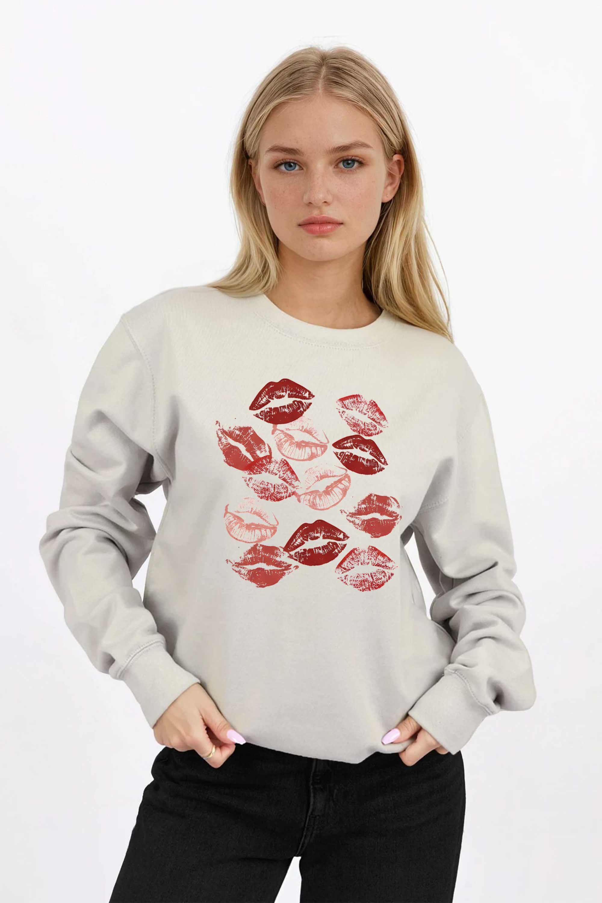 Valentine Trendy Lips Graphic Printed Sweatshirt