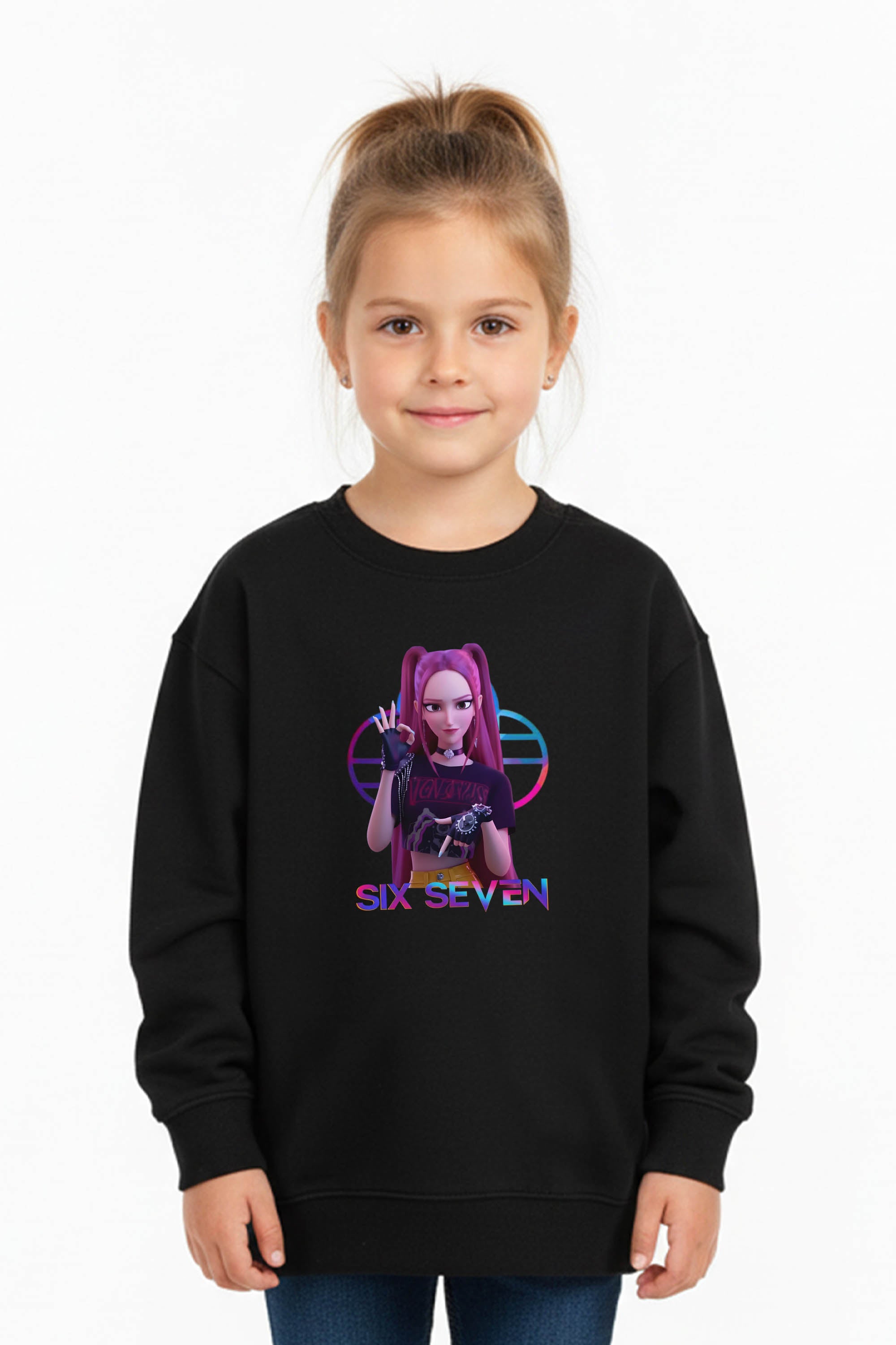 Kids K-Pop Mira Six Seven Graphic Printed Sweatshirt