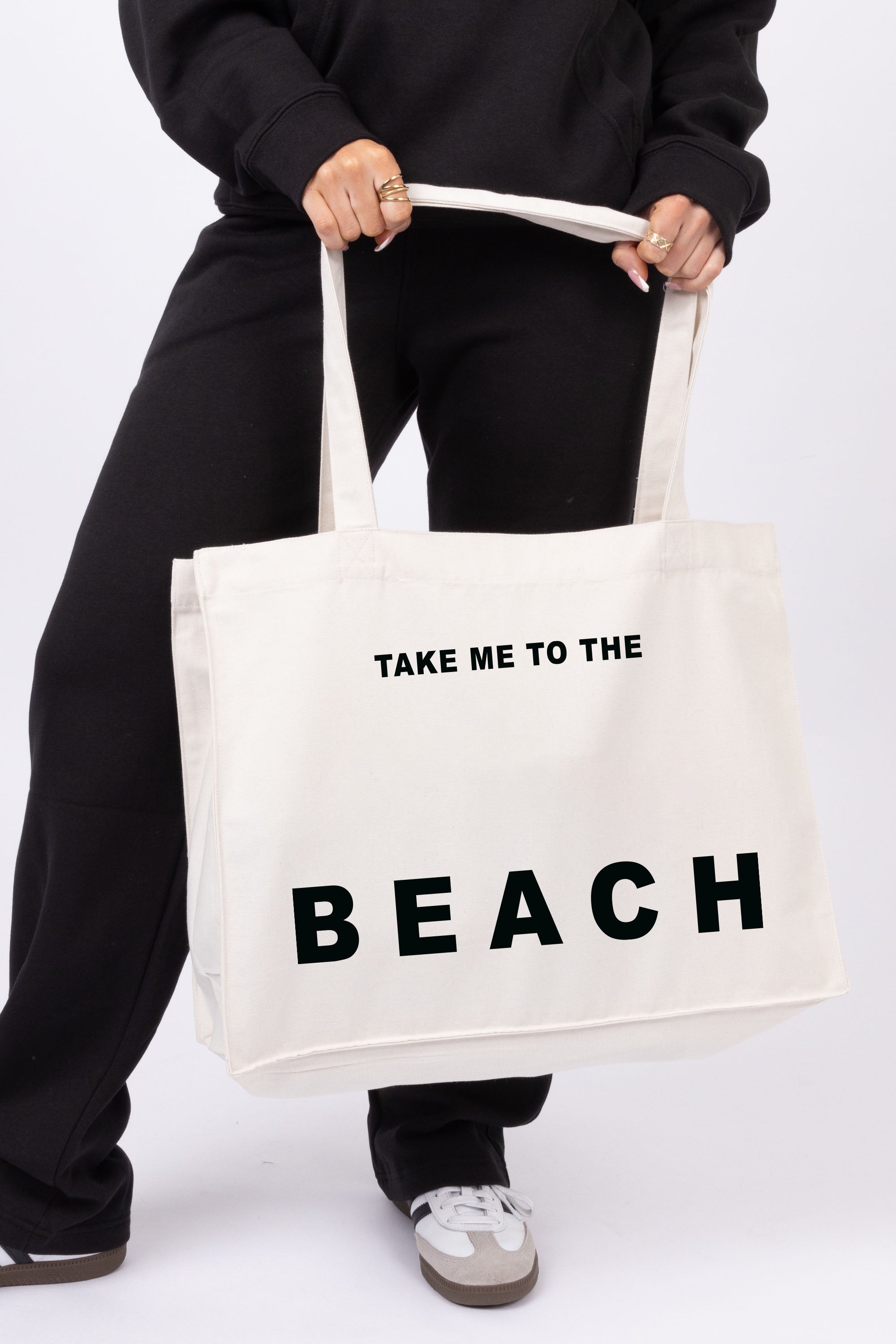 Take Me To The Beach Printed Woven Shopping Tote Bag