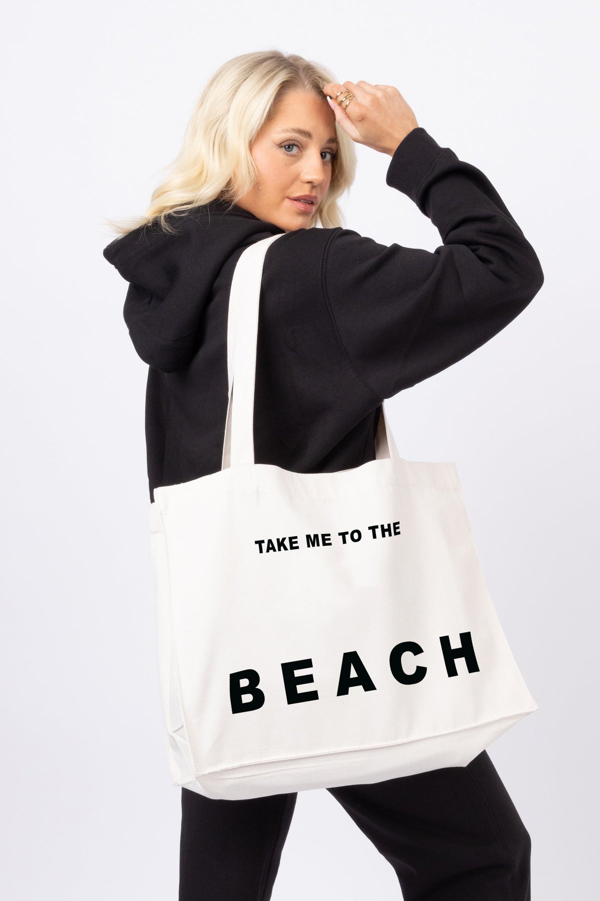 Take Me To The Beach Printed Woven Shopping Tote Bag