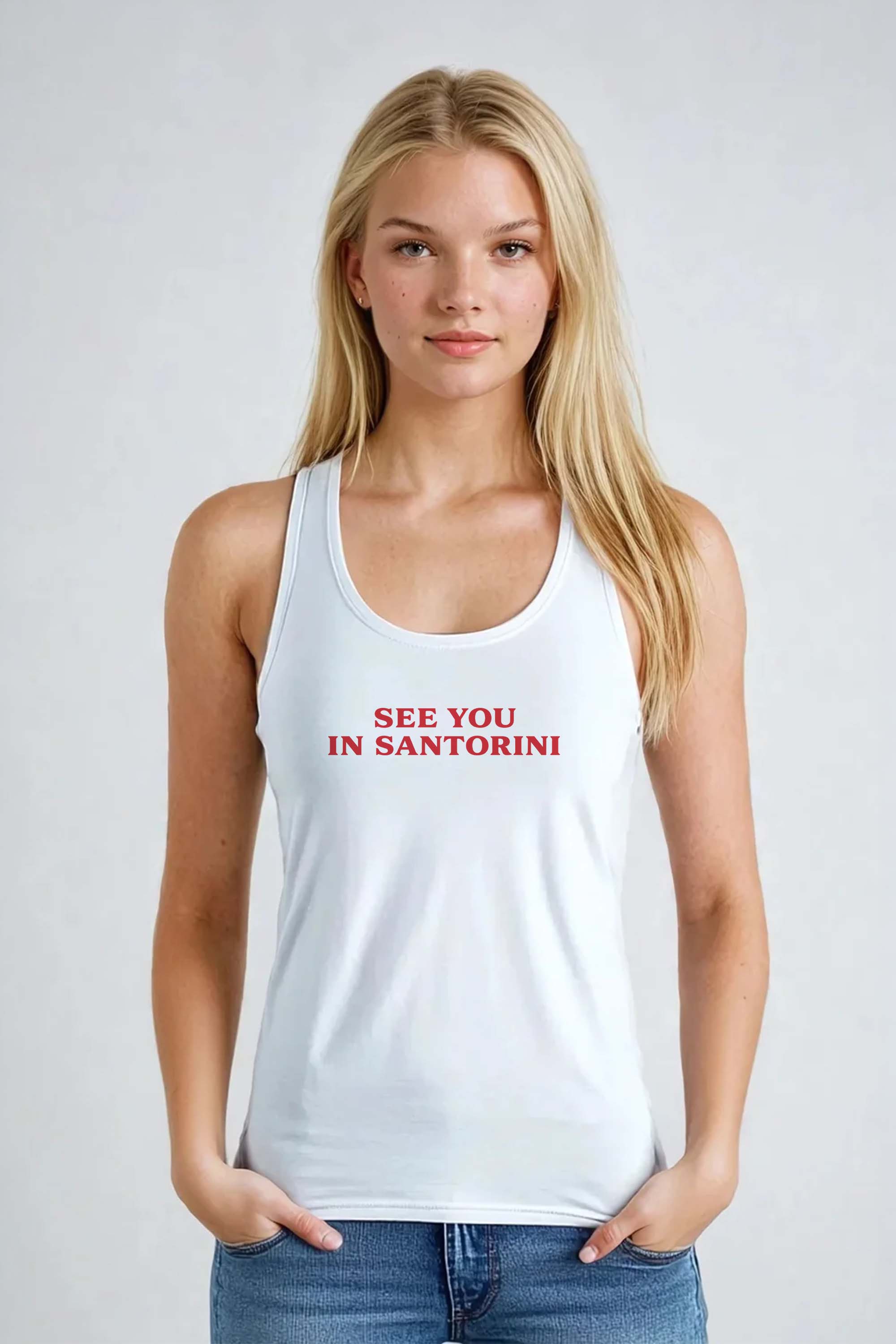 See You in Santorini Printed Tank Top