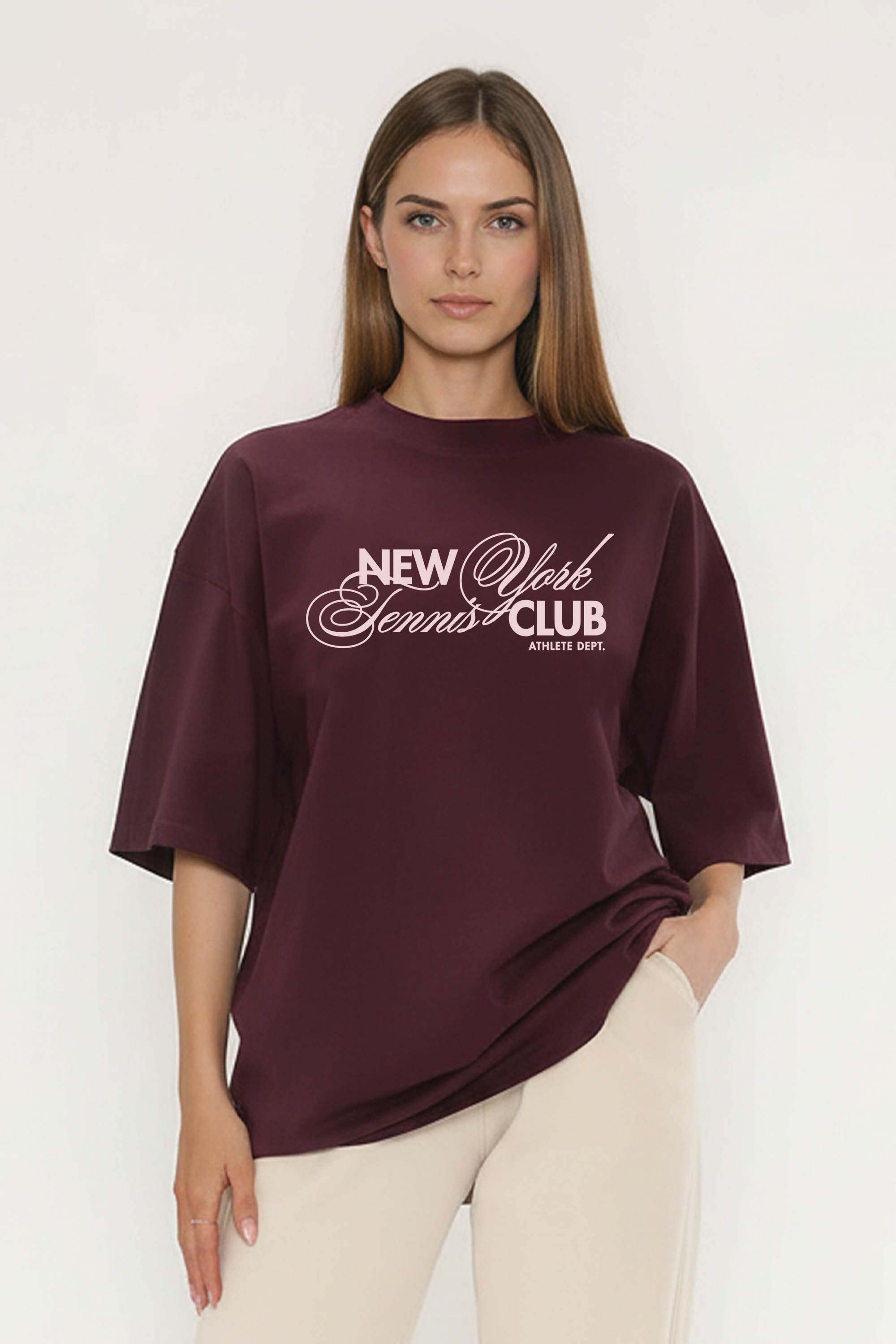 220GSM Oversized T-Shirt In Newyork Tennis Club Print