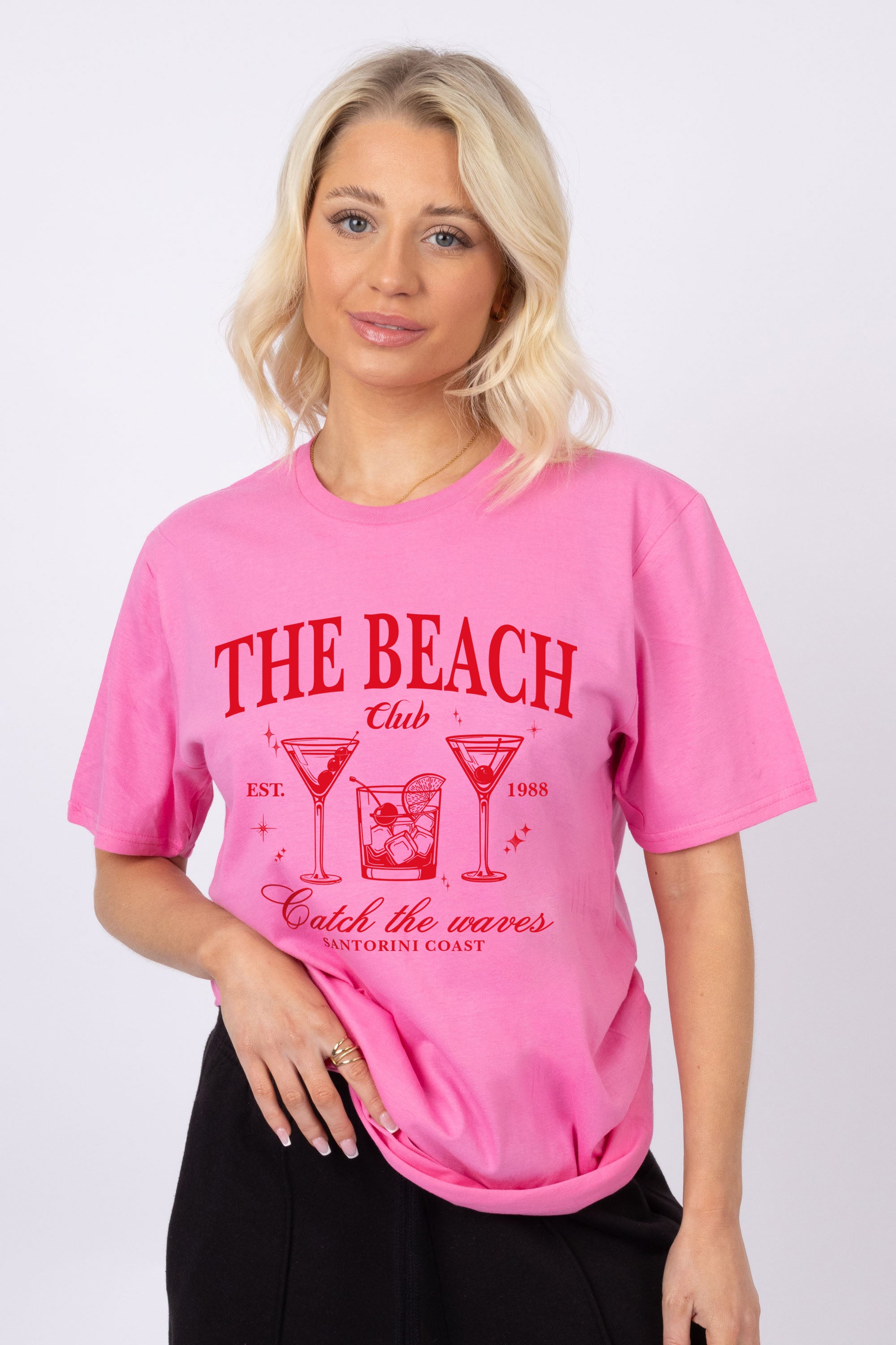 The Beach Club Cocktail Glass Printed T-Shirt (Custom Pack)