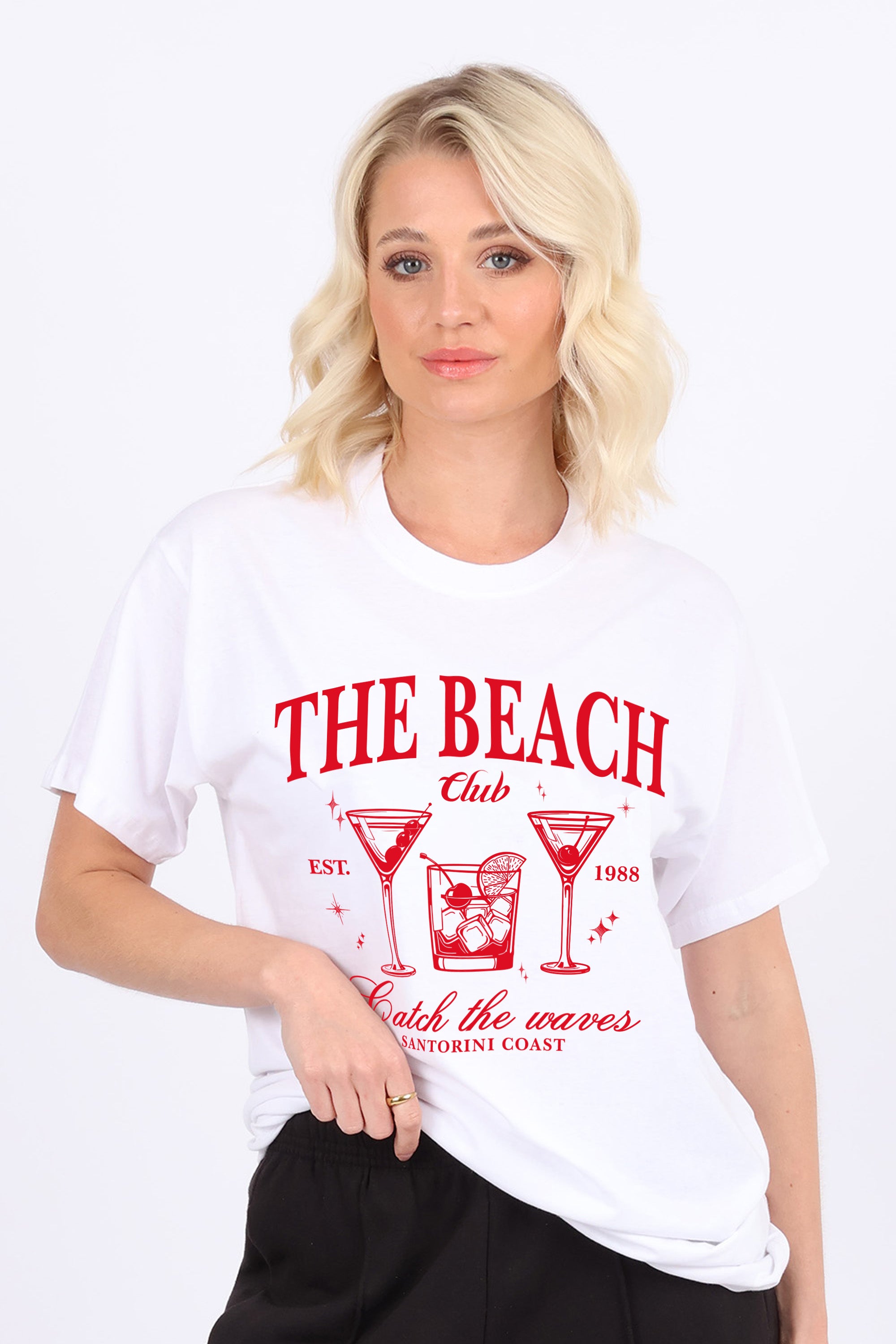 The Beach Club Cocktail Glass Printed T-Shirt (Custom Pack)