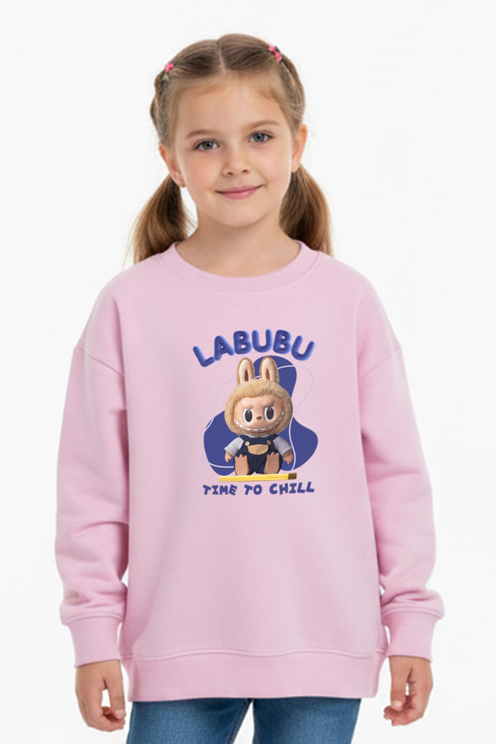 Kids Time To Chill Labubu Printed Sweatshirt