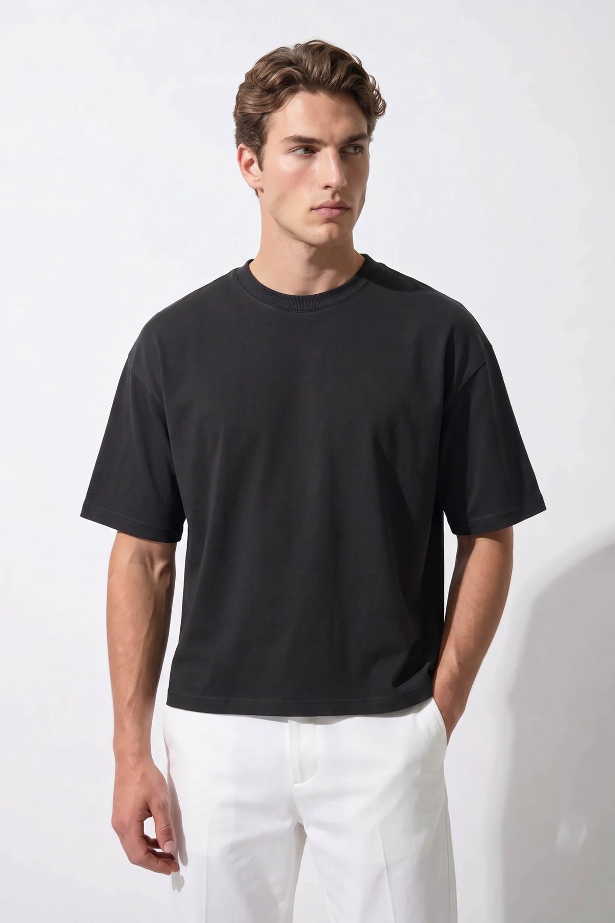 240GSM Boxy Relaxed Fit Plain T-Shirt