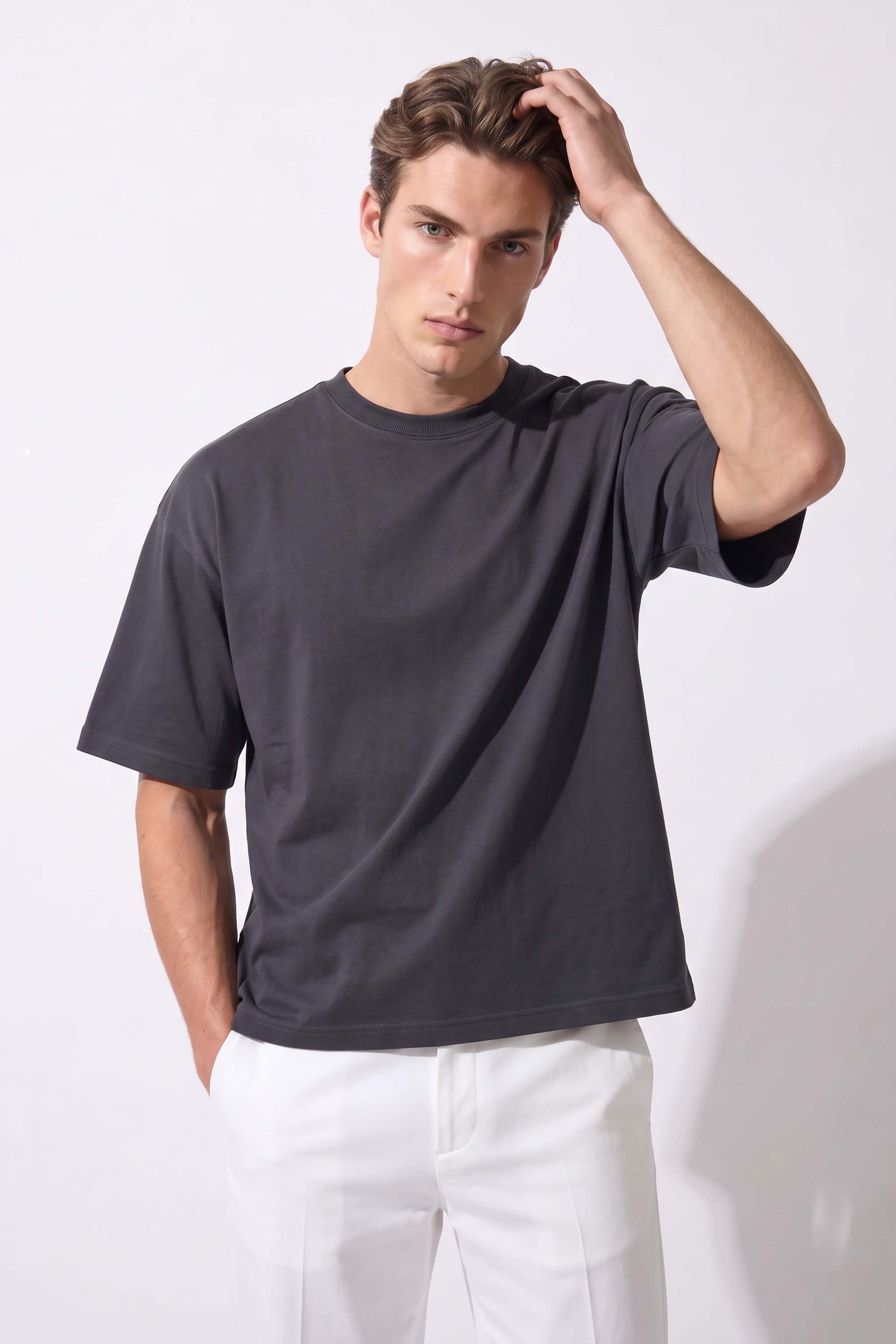 240GSM Boxy Relaxed Fit Plain T-Shirt