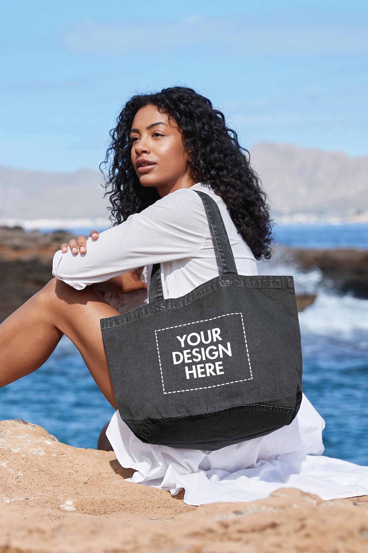 340 GSM Acid Washed Custom Oversized Cotton Shopper Bag