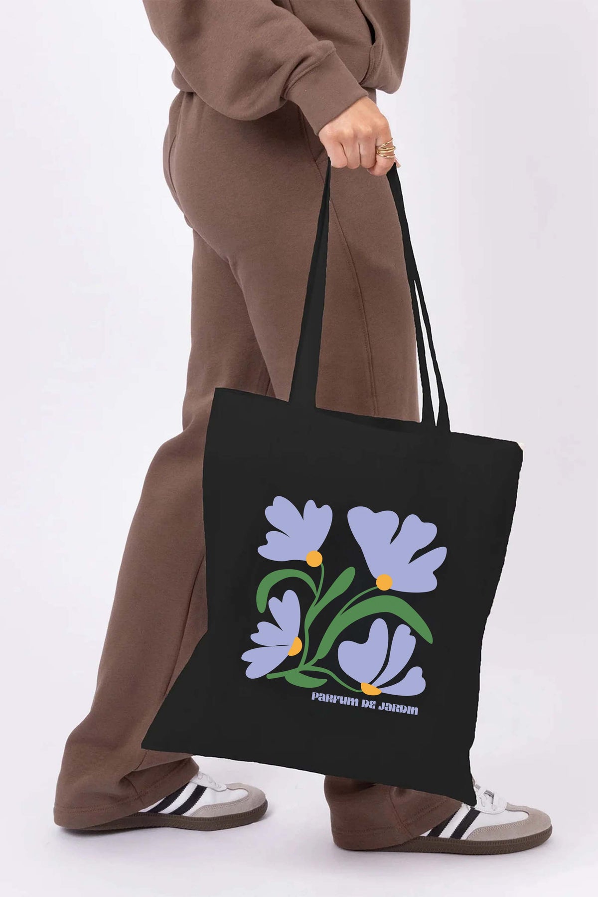 Parfum de Jardin Floral Printed Cotton Long Handle Canvas Bag