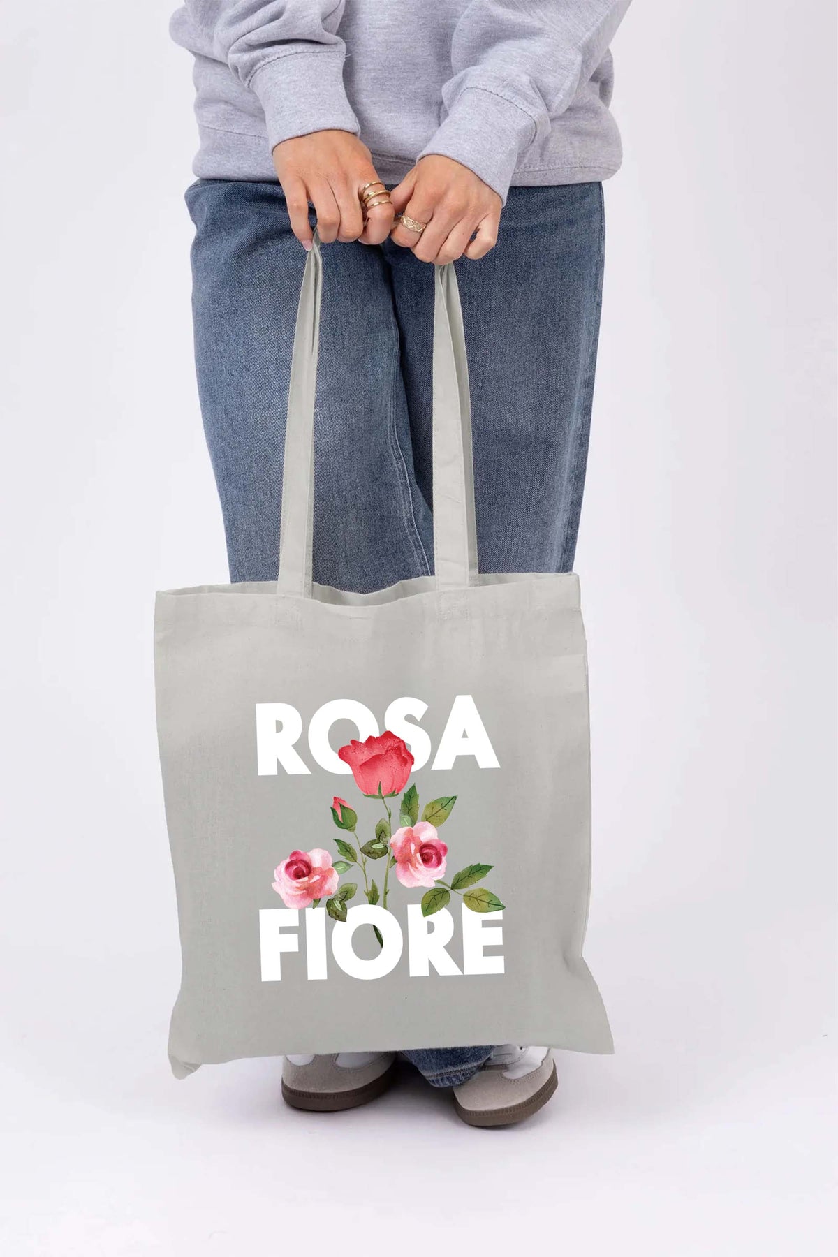 Rosa Floral Printed Cotton Long Handle Canvas Bag