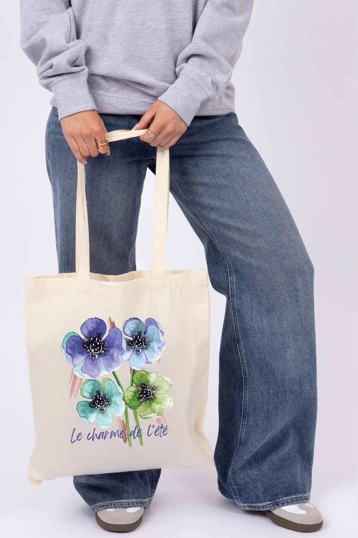 Le Charme De L’été Floral Printed Cotton Tote Bag
