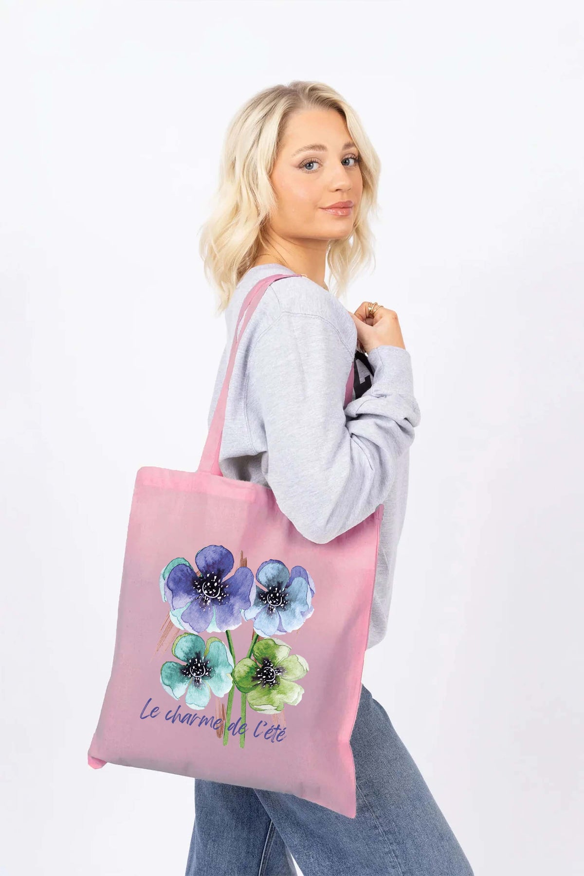 Le Charme De L’été Floral Printed Cotton Tote Bag