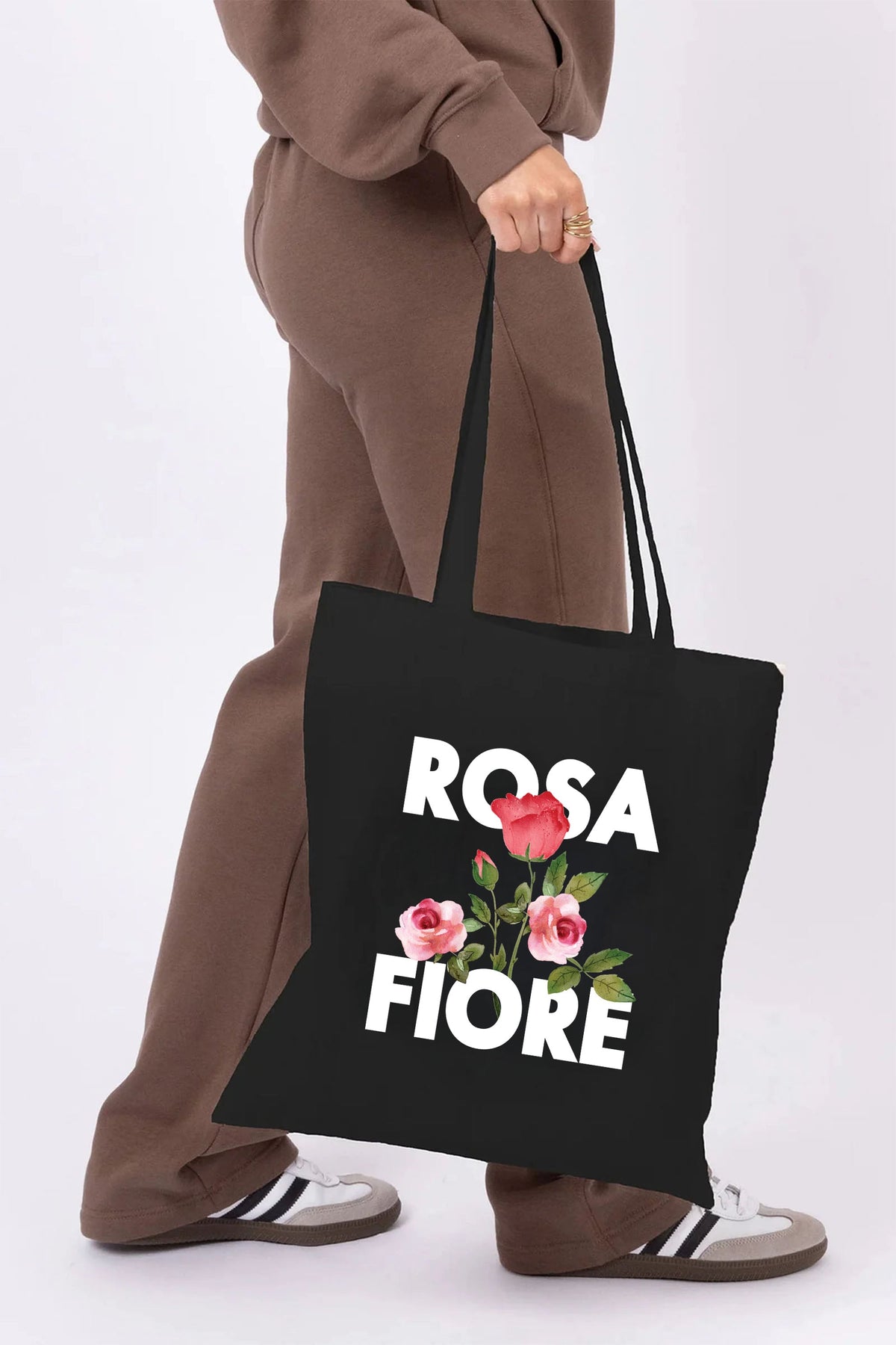 Rosa Floral Printed Cotton Long Handle Canvas Bag