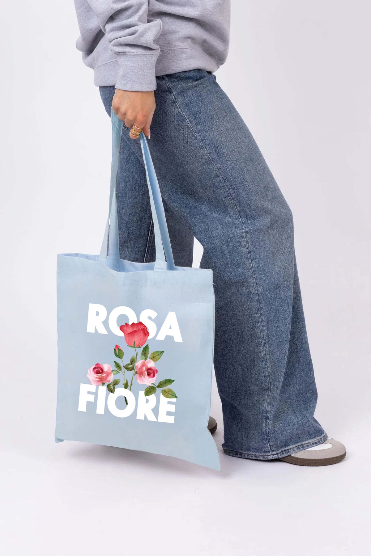 Rosa Floral Printed Cotton Long Handle Canvas Bag