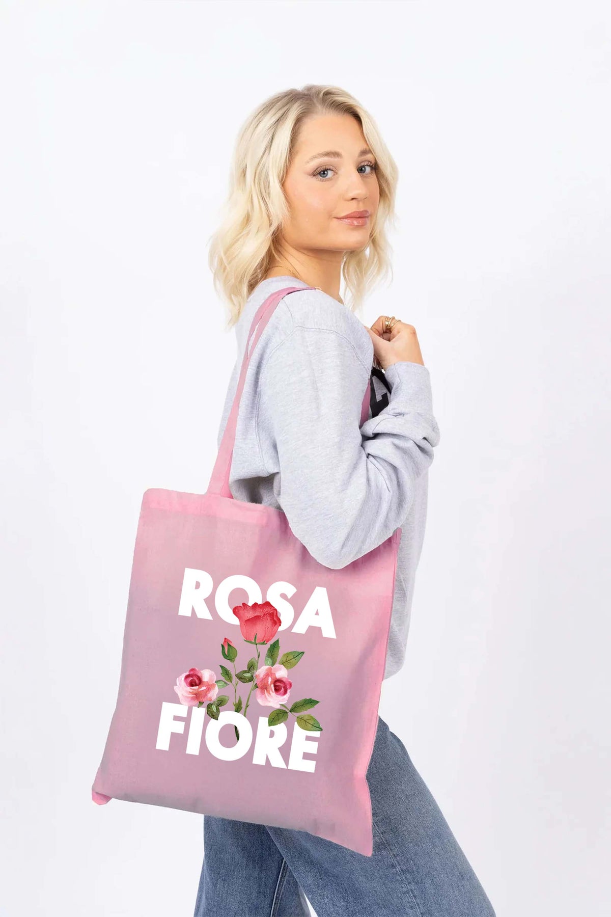 Rosa Floral Printed Cotton Long Handle Canvas Bag