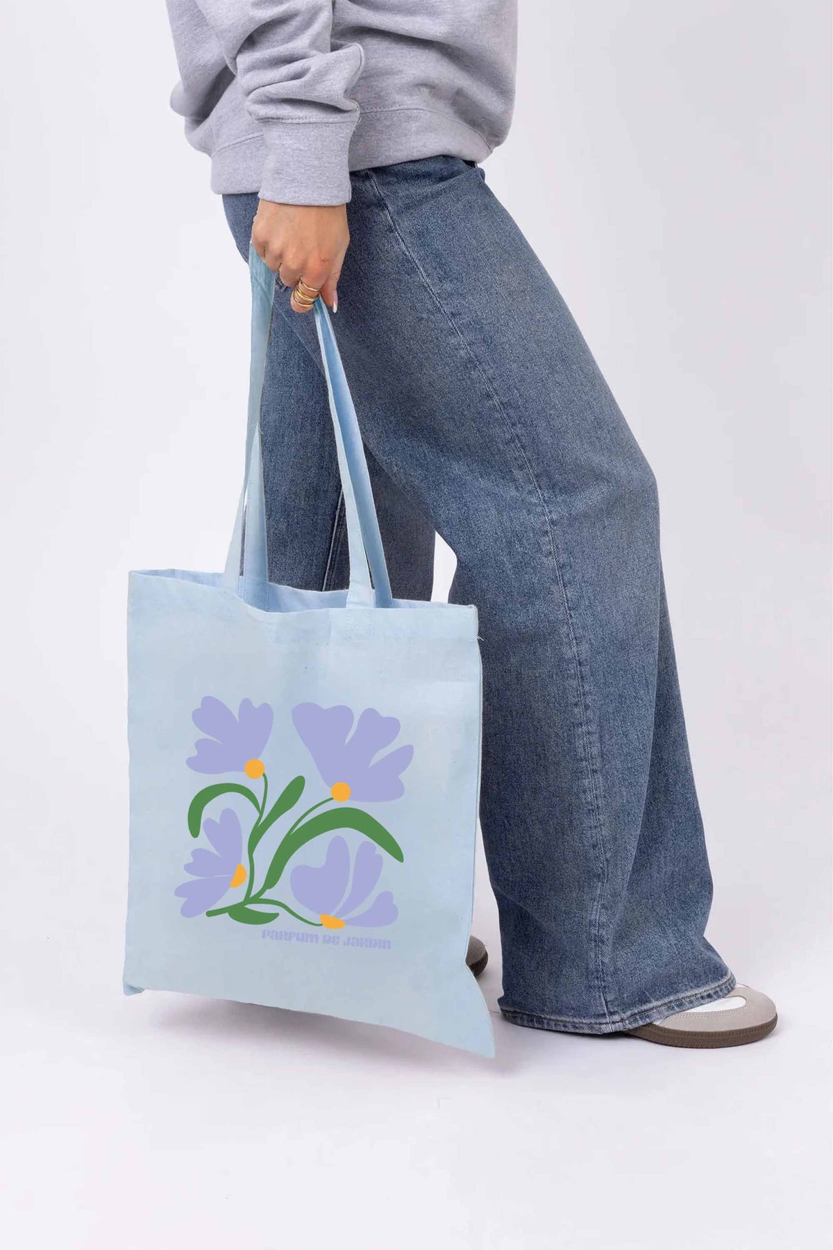 Parfum de Jardin Floral Printed Cotton Long Handle Canvas Bag