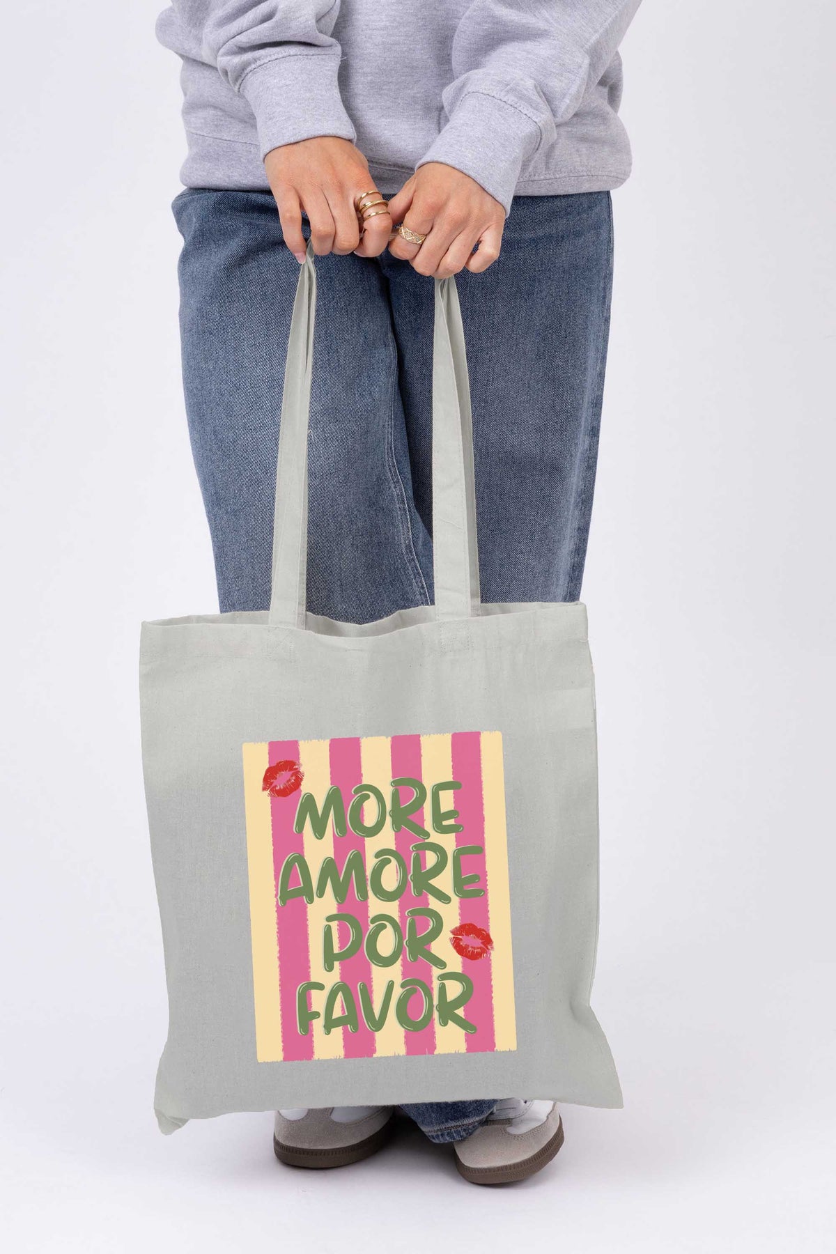 More Amour Por Favor Retro Printed Tote Bag