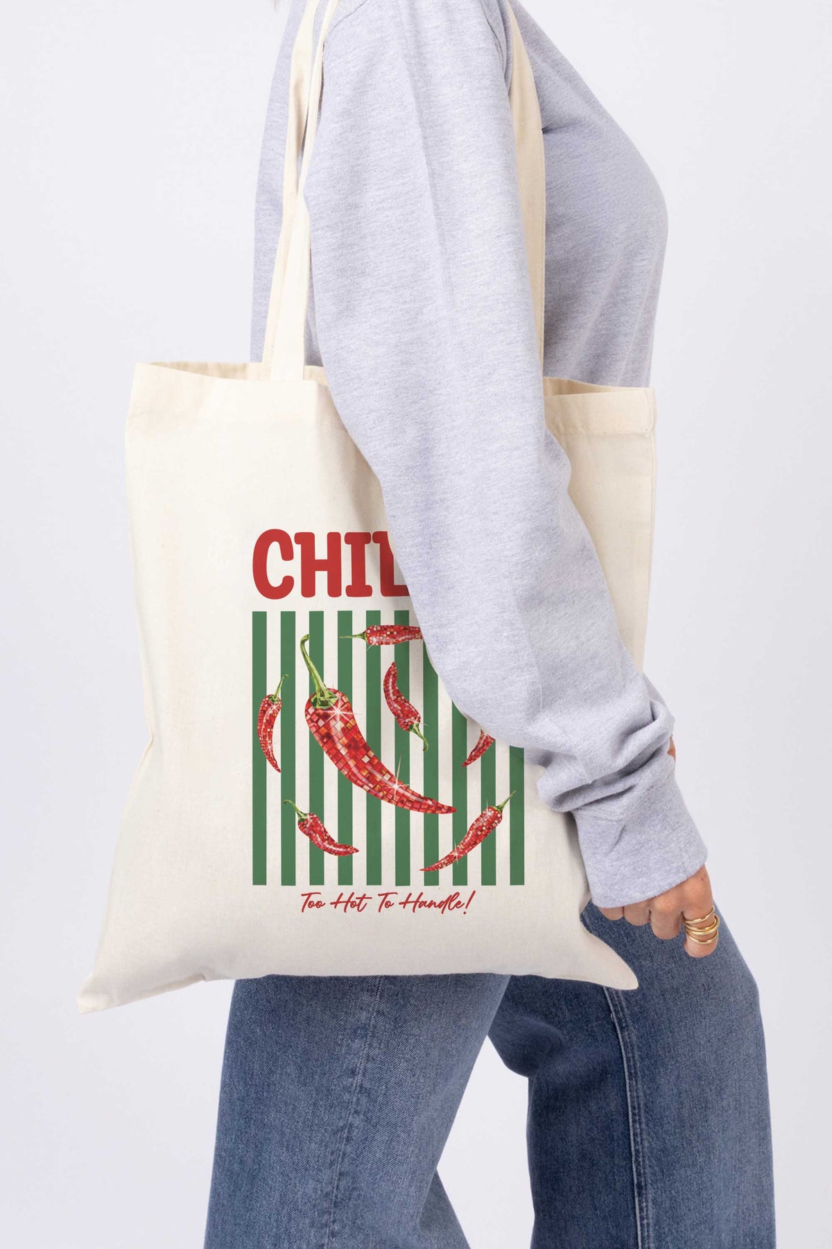 Retro Style Chilies Printed Tote Bag