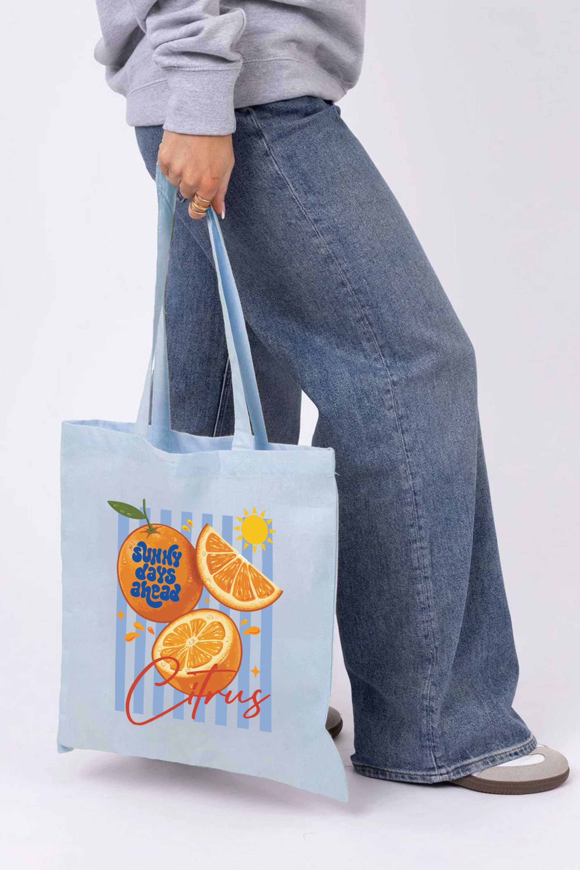 Retro Citrus Orange Printed Tote Bag